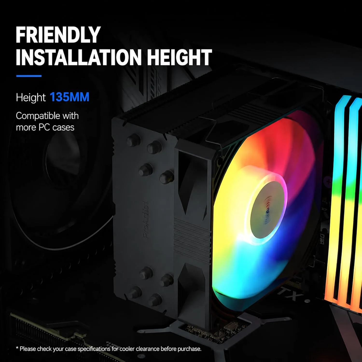 ProArtist X400 MAX CPU Cooler, ARGB 110mm PWM Fan for AM5 LGA1700 Gaming PC