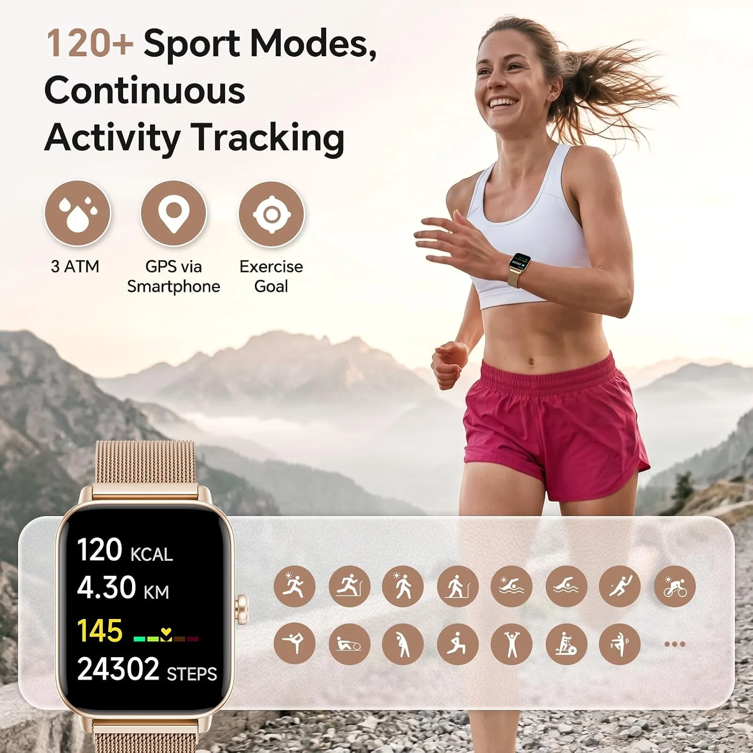 Smart Watches for Women, 1.85" HD Alexa Built-in Smart Watch for Android Phones & iPhones, Health Tracker with Heart Rate/Blood Oxygen/Sleep Monitor, 120+ Sport Modes Fitness Trackers for Women, Gift