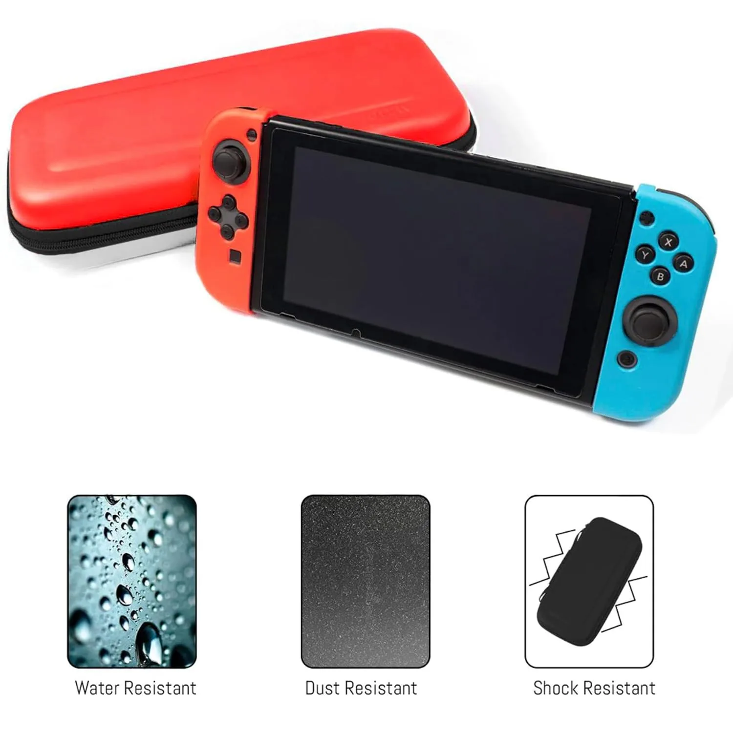 Orzly Carry Case Compatible with Nintendo Switch and New Switch OLED Console -Protective Hard Portable Travel Carry Case Shell Pouch with Pockets for Accessories and Games (POKE)