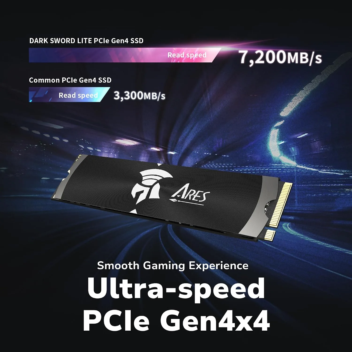DATO Gen4 SSD with Heatsink 1TB NVMe PCIe 4.0 M.2 2280 Up to 7200/6850MB/s High Performance SSD for Gaming Creation – Ares Dark Sword Lite