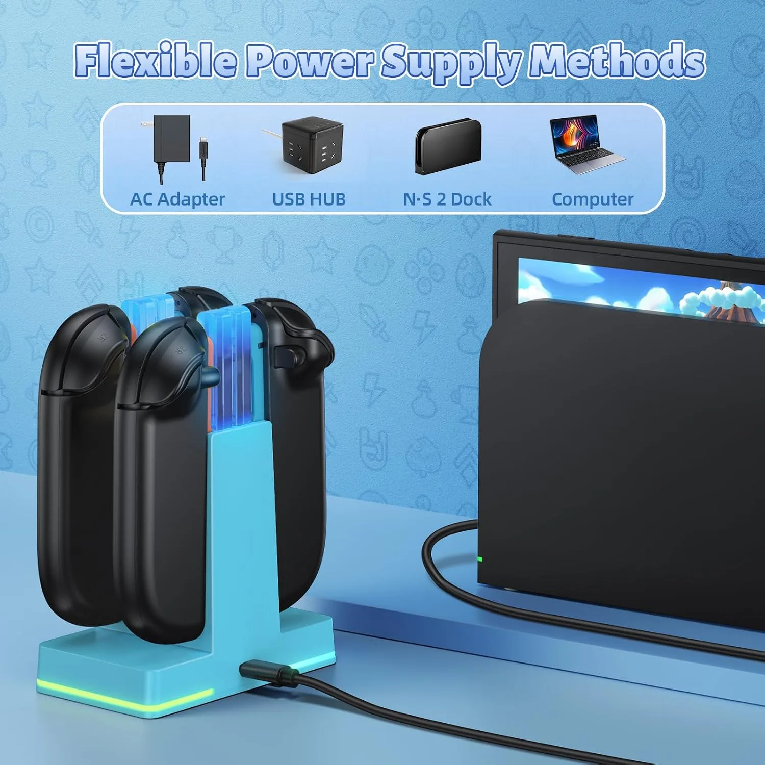 FASTSNAIL Switch 2 Controller Charger Dock for Nintendo Switch 2 for JoyCon