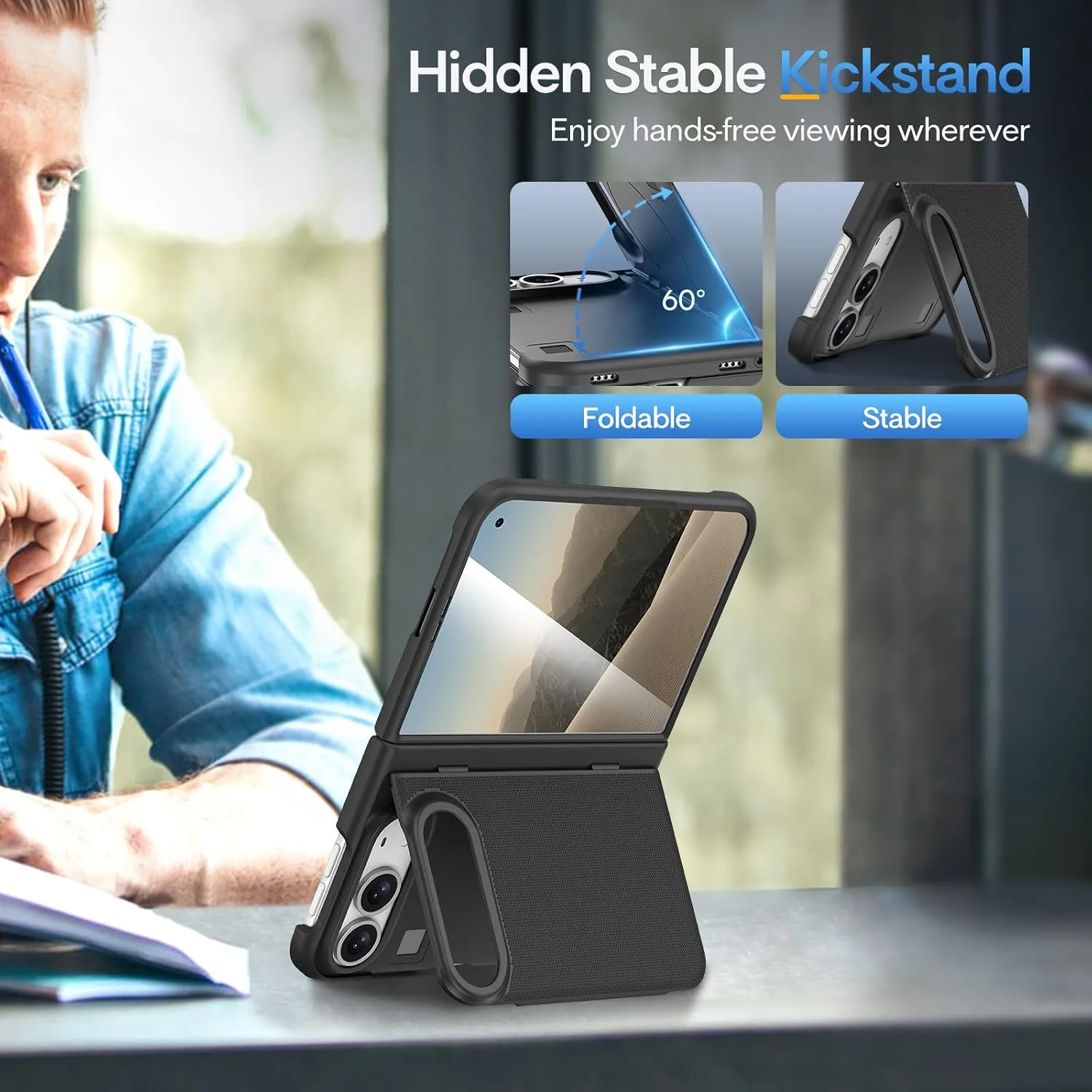 Maxdara for iPhone Duo Case with Hidden Kickstand, Black