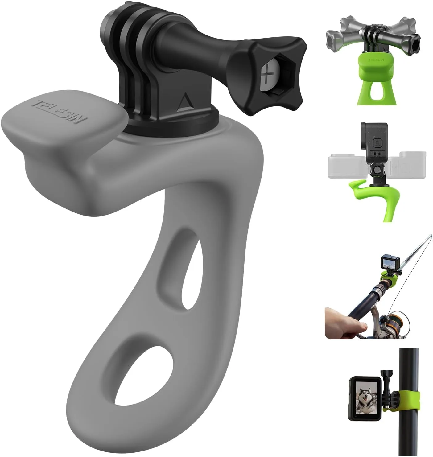 TELESIN Camera Flexible Mount 360 Strap Mount Wrap Band for GoPro Hero 13 12 11 10 9 Insta360 DJI Action Osmo Pocket Bike Motorcycle Handlebar Roll Bar Tube Clip Holder Attach Accessories