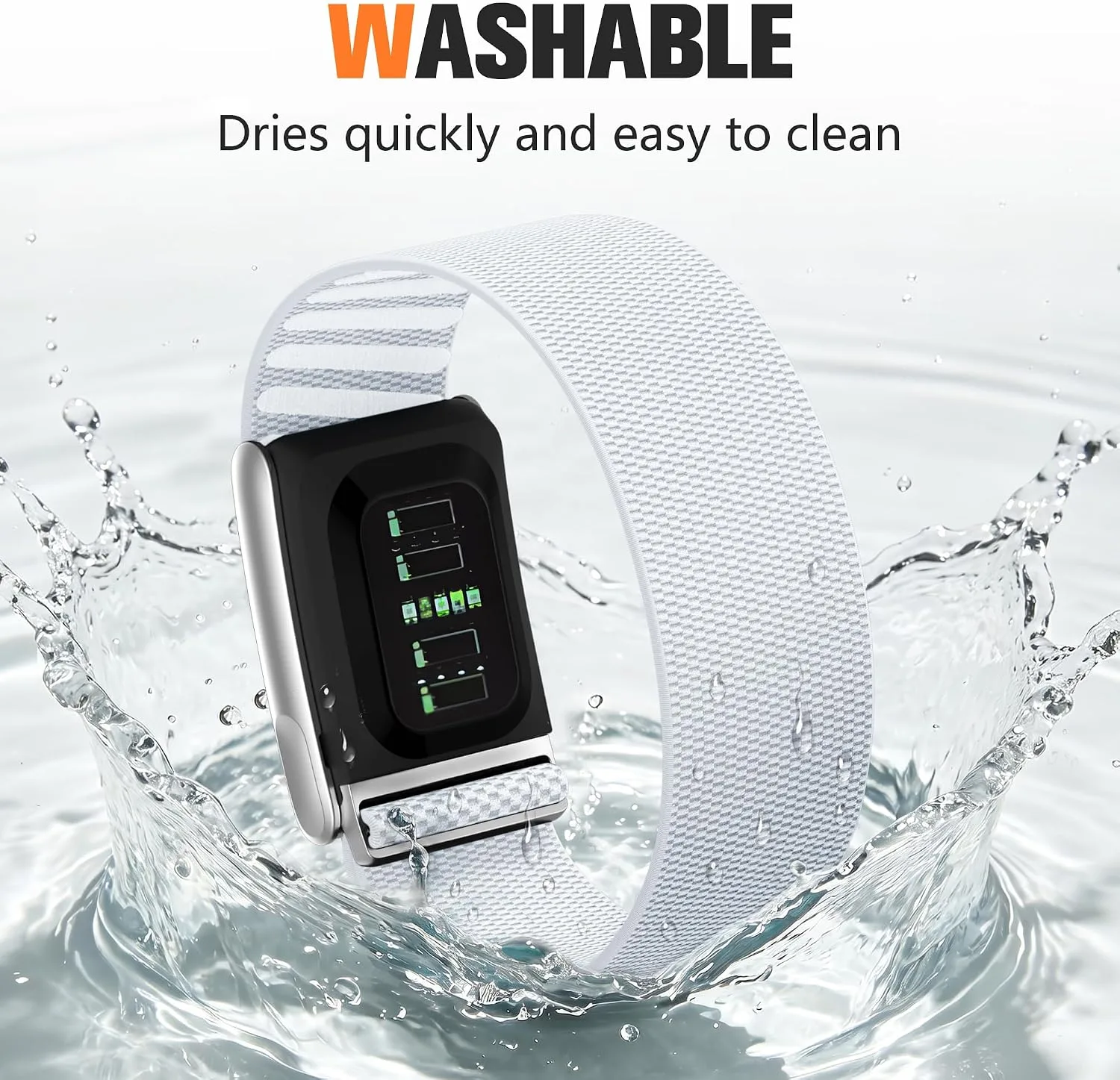 Getino Sport Band Compatible with Whoop 5.0 Bands One, Peak and Life/MG, Breathable Adjustable Elastic Replacement Soft Nylon Strap Accessories for Whoop Band 5.0 Fitness Tracker, White