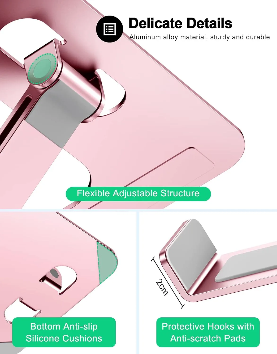 RIWUCT Aluminum Alloy Laptop Stand for Desk, Foldable Laptop Riser Holder