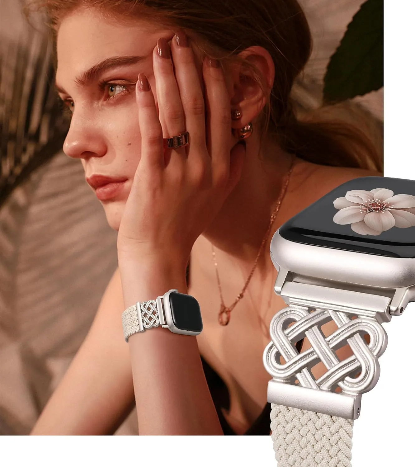 Braided Stretchy Band with Magnetic Clasp for Apple Watch Bands Women Men