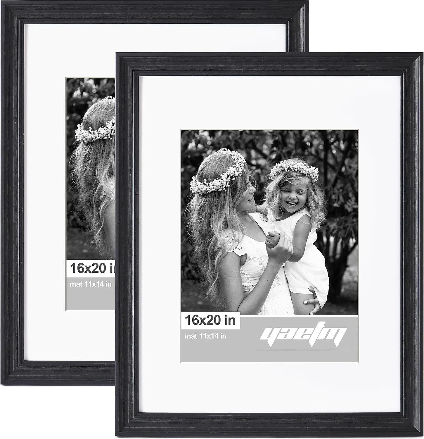 Yaetm 16x20 Picture Frame Matted to 11x14 Set of 2, 1.4" Wide Molding & Distressed Black Poster Frames 16x20 for Wall Gallery, Home and Office, Wall Mount (2 pack, Black)