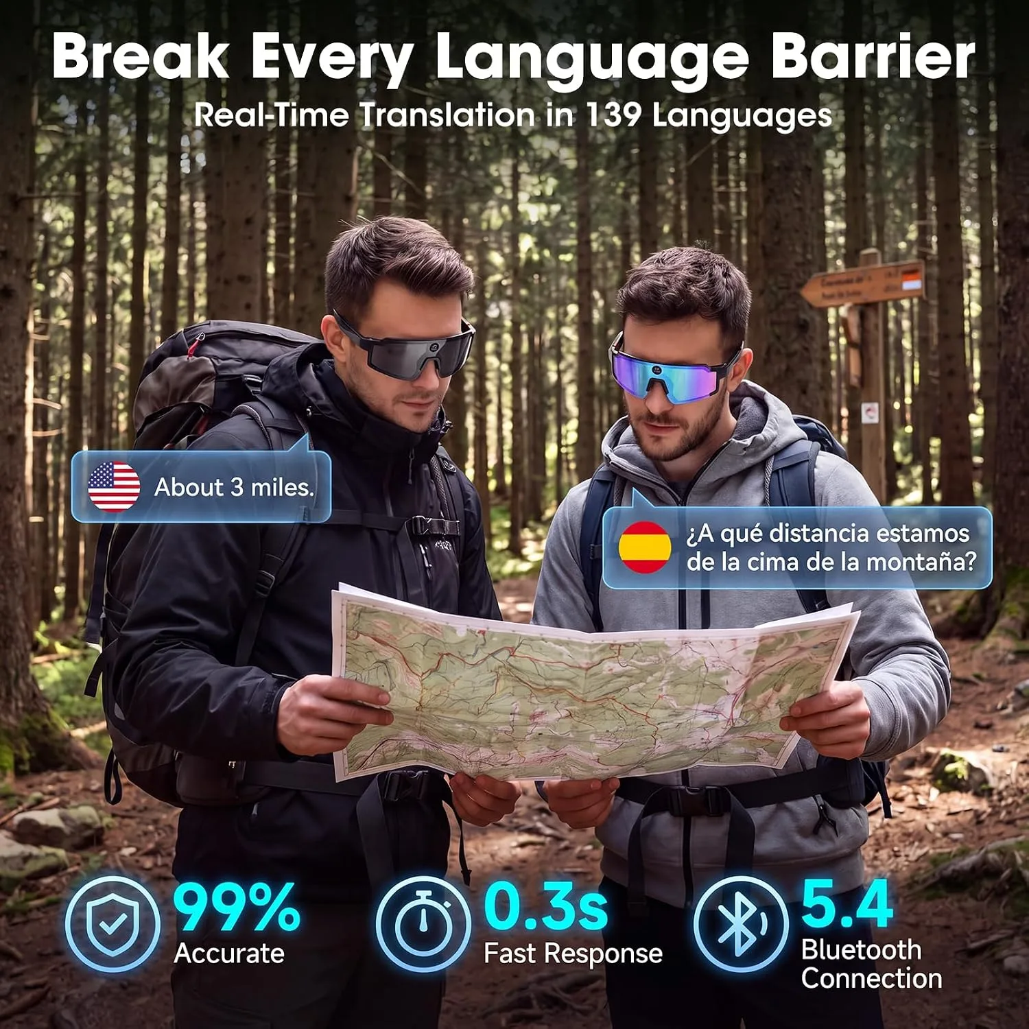 AI Smart Glasses with POV Camera, 4K Video Recording for Cycling & Hiking