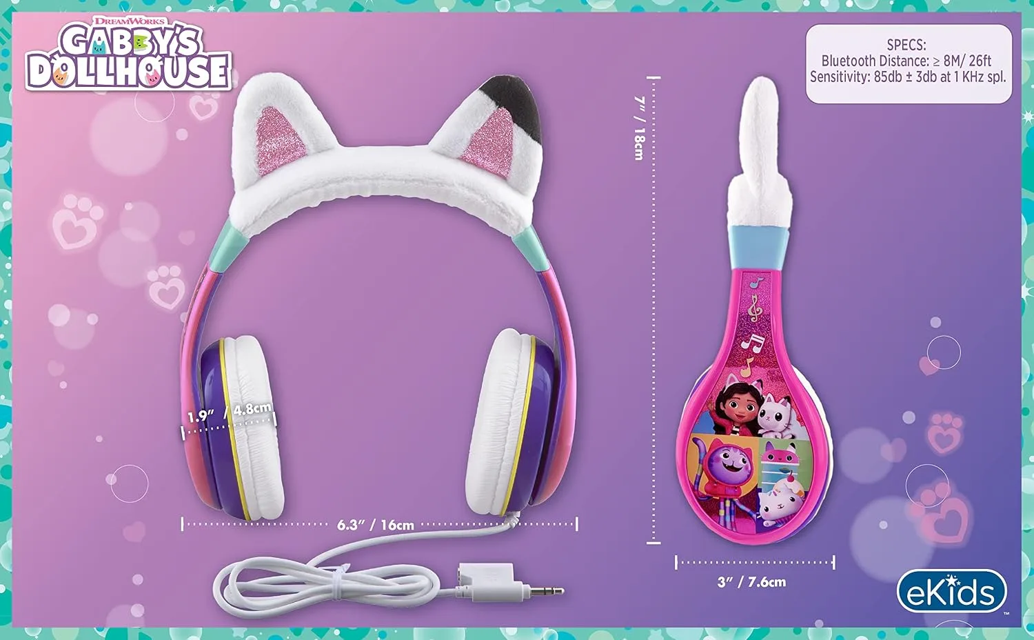 Gabbys Dollhouse Kids Headphones with 3.5mm Jack, Wired Headphones