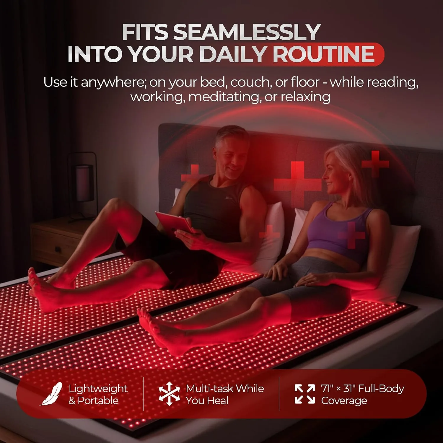Nuvio Red Light Therapy for Body Mat 5 Intensity Levels for Muscle Recovery