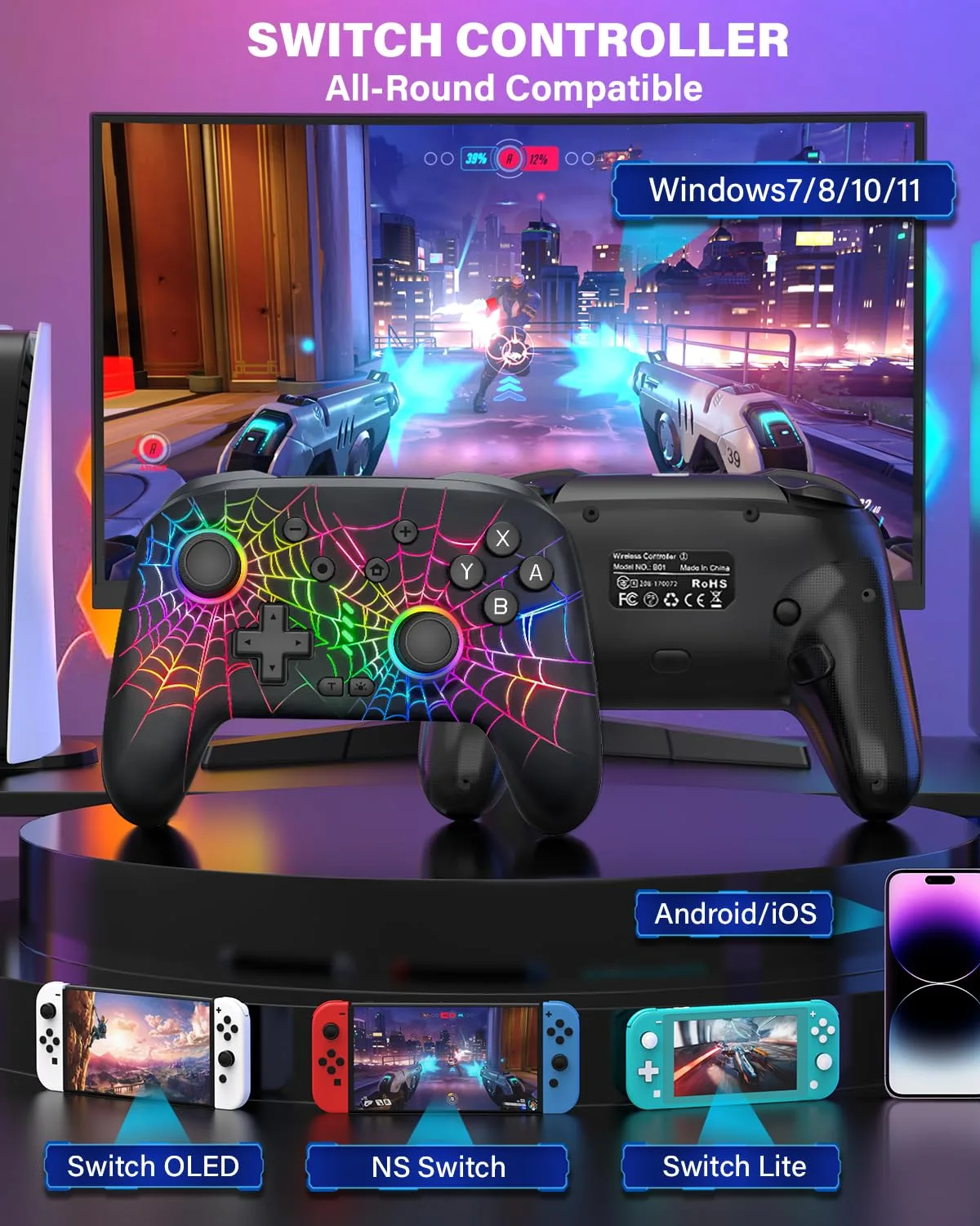 ZRZLMVP Wireless Switch Controller for Nintendo Switch/OLED/Lite/Switch 2