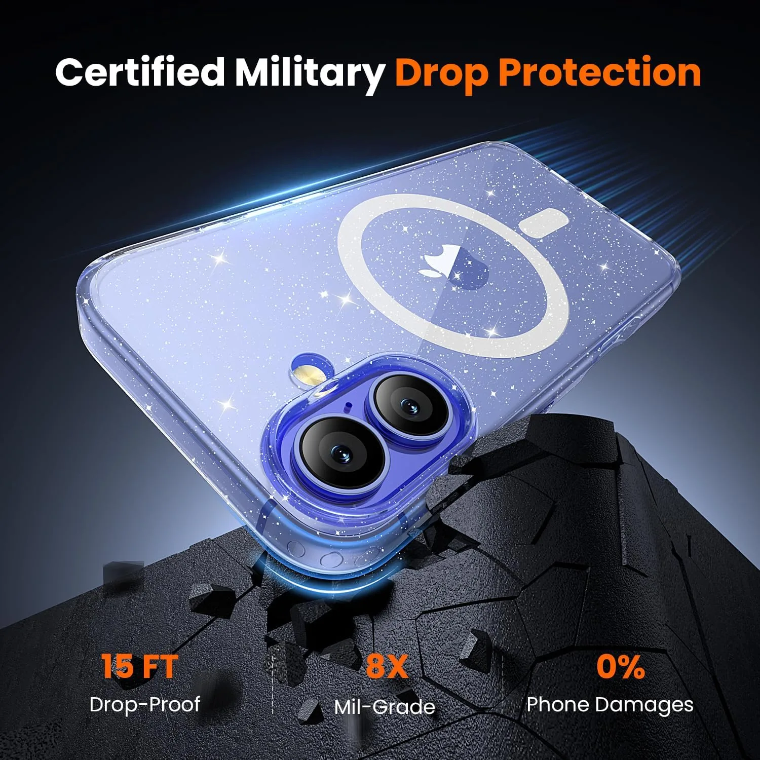 toushion 3 in 1 for iPhone 16 Case Clear Glitter