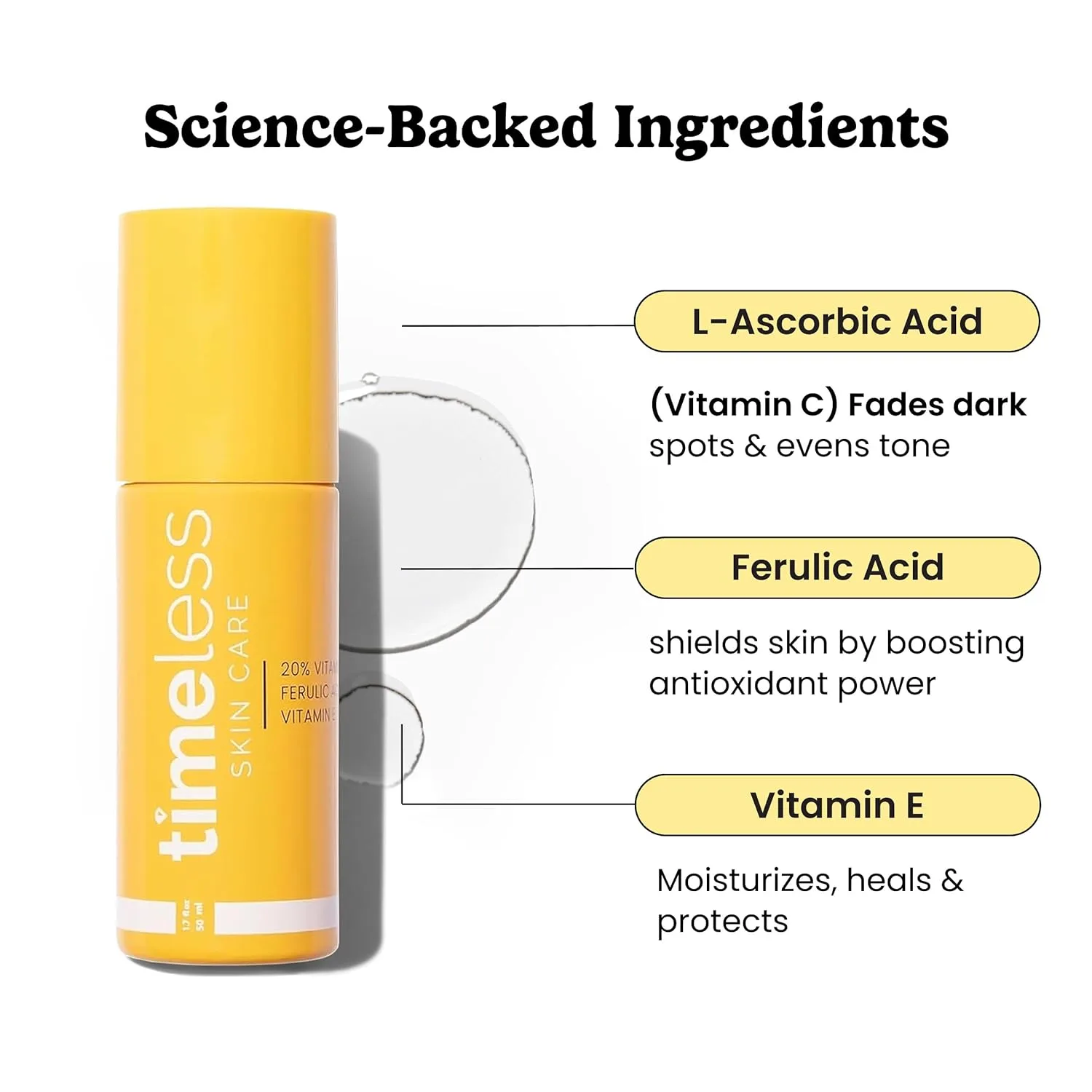 Timeless Skin Care Vitamin C Serum with Vitamin E & Ferulic Acid - Brightening Serum - for Oily & Dry Skin - Fragrance-Free - 1.7 oz (Pack of 2)