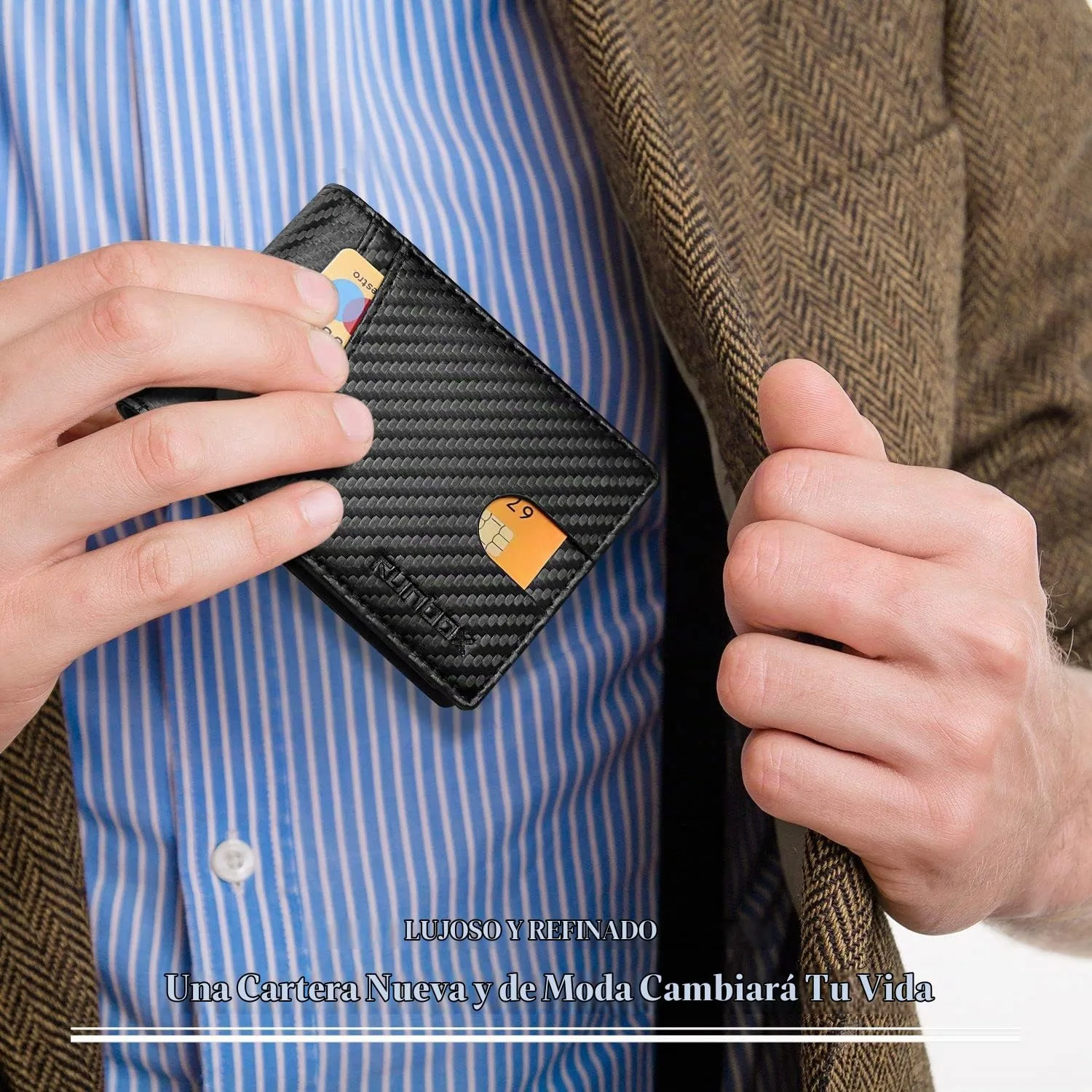 RUNBOX Wallet for Men -Slim Rfid Leather Mens Bifold Novelty Wallets 2 ID Window With Gift Box Men's Accessories