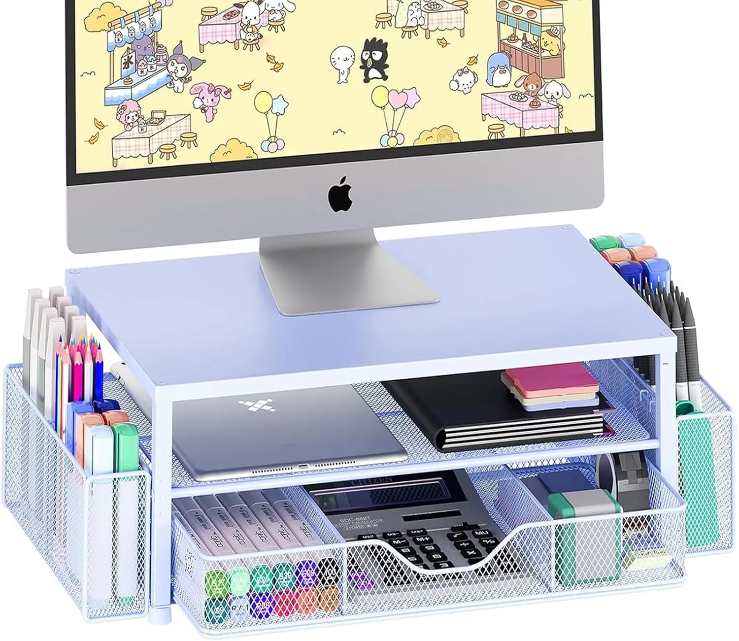 Base para monitor Opnice con organizador, cajón y porta lápices