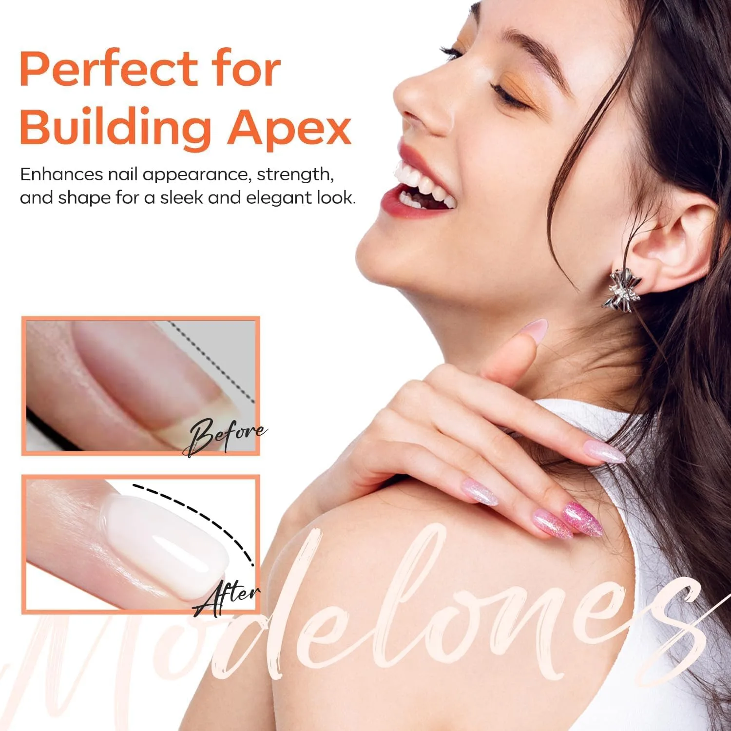 modelones Milky White Builder Nail Gel Rubber Base Coat Sheer White