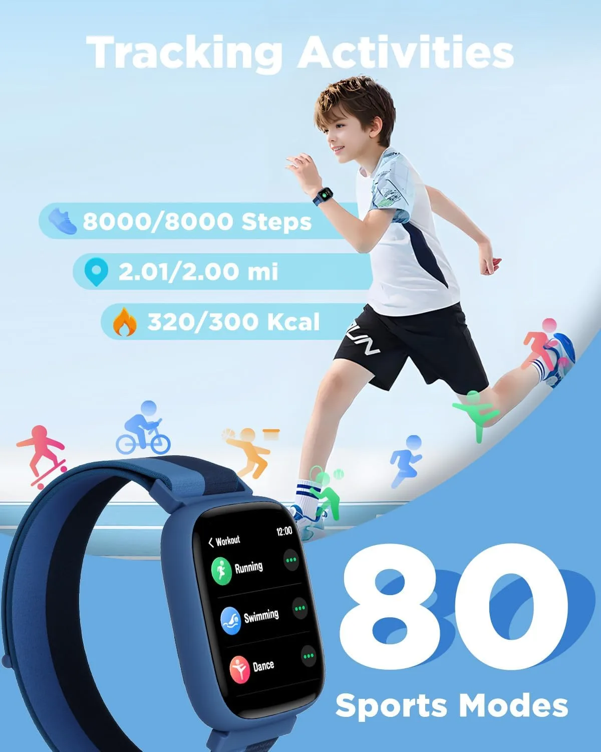 BIGGERFIVE Smart Watch for Kids, 1.8" Fitness Tracker Watch with Pedometer
