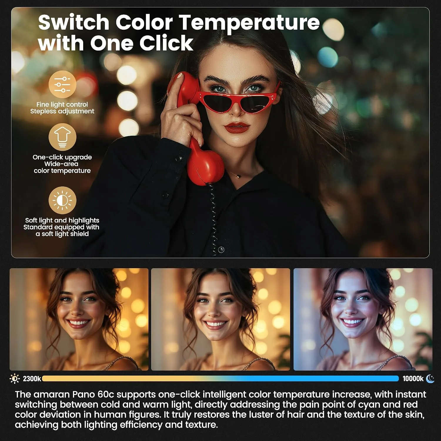 Amaran Pano 60c Kit 60W RGBWW Led Video Panel Light with Softboxes and Bag