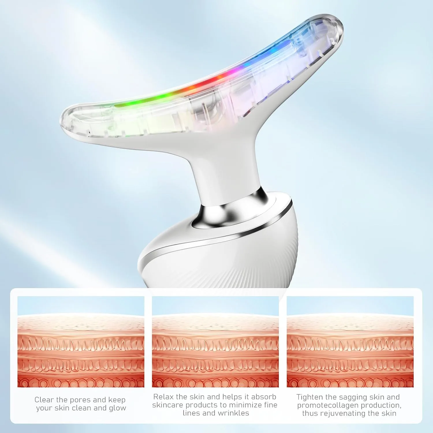 Face Neck Tool for Skin Care, Electric Neck Face Lifting Device for Wrinkle Removal (White)
