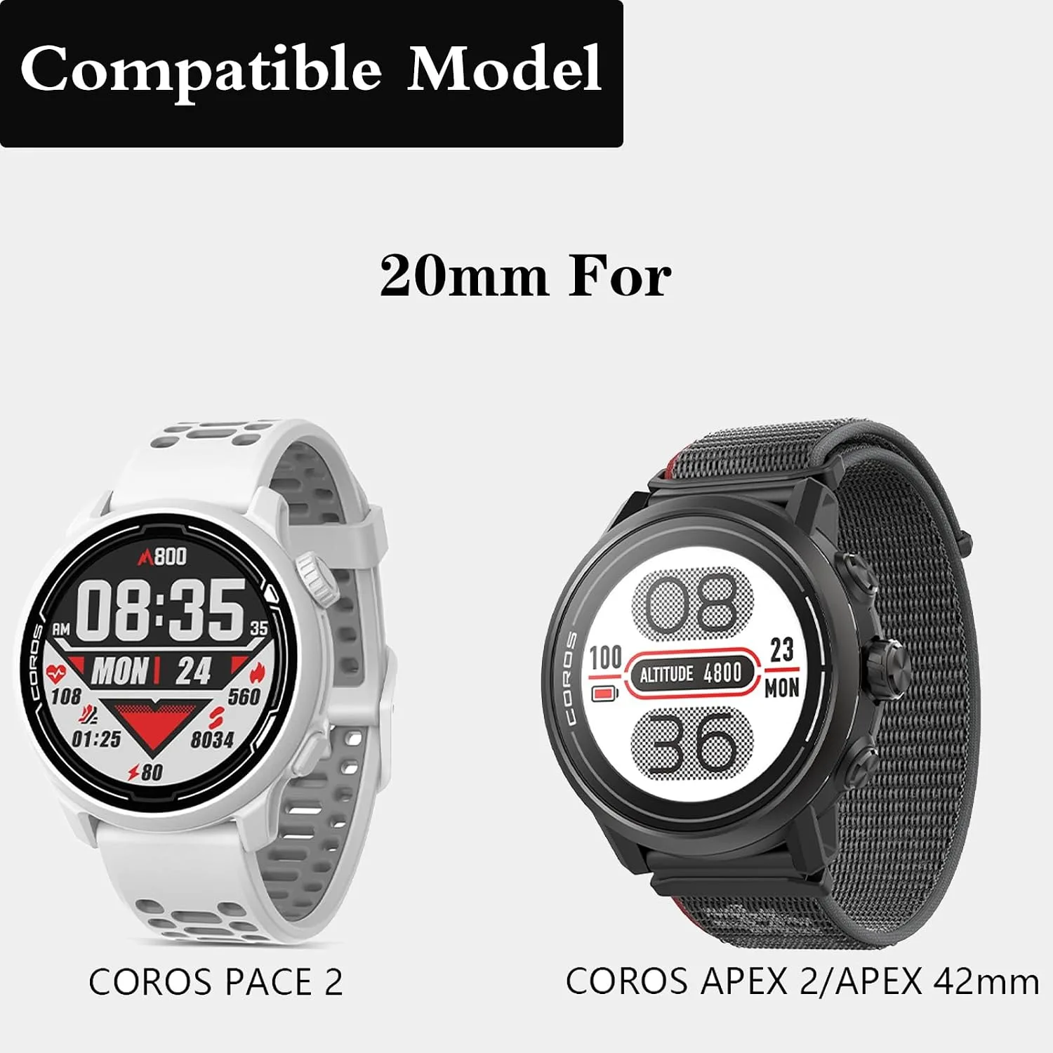 20mm Silikon Strap For COROS PACE 2/APEX 2/APEX 42mm For Women and Men