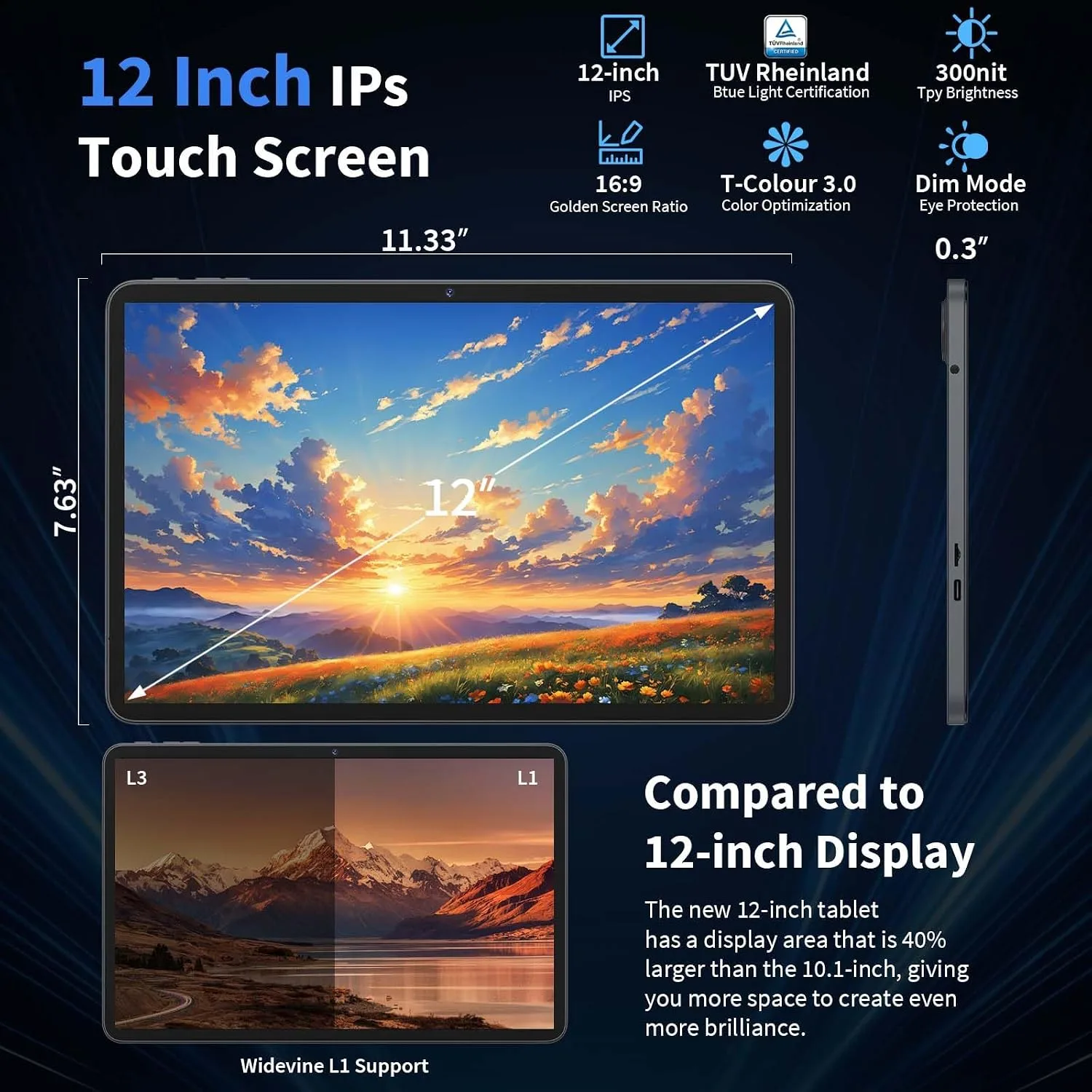 2026 Android 16 Tablet 12 inch - 36GB+256GB+2TB Expand, Gemini AI (Pink)