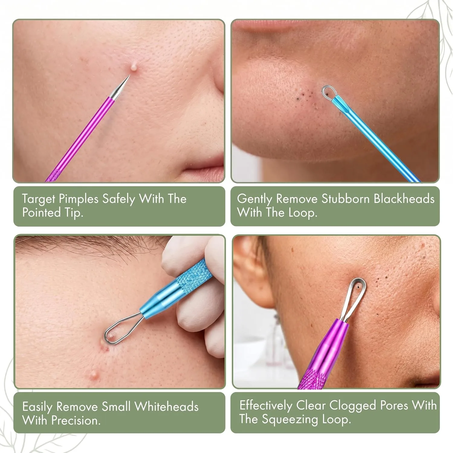 2 Pcs Pimple Popper Tool Blackhead Remover, Comedone Extractor for Acne