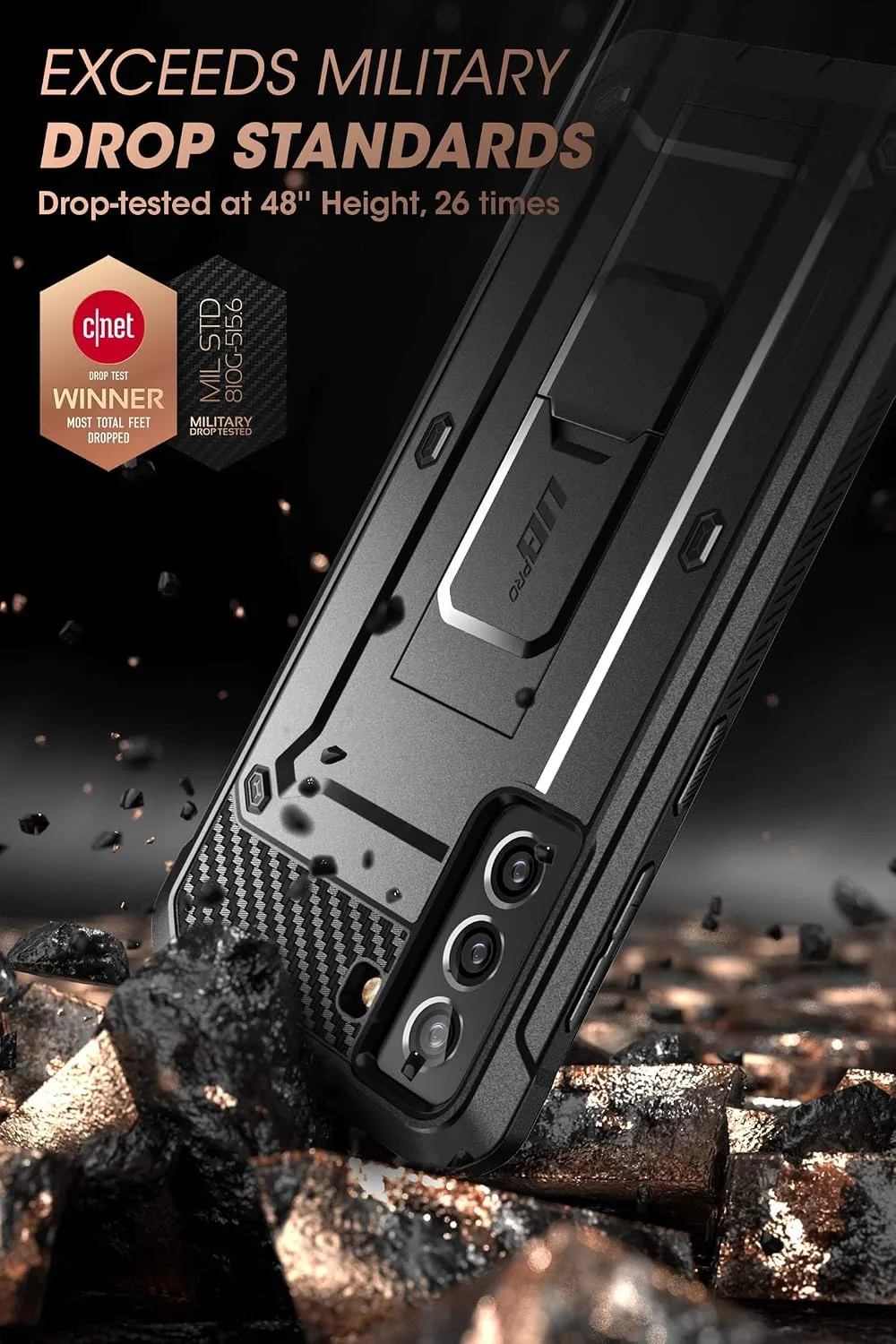 SUPCASE for Galaxy S21 FE Case with Built-in Screen Protector, Black