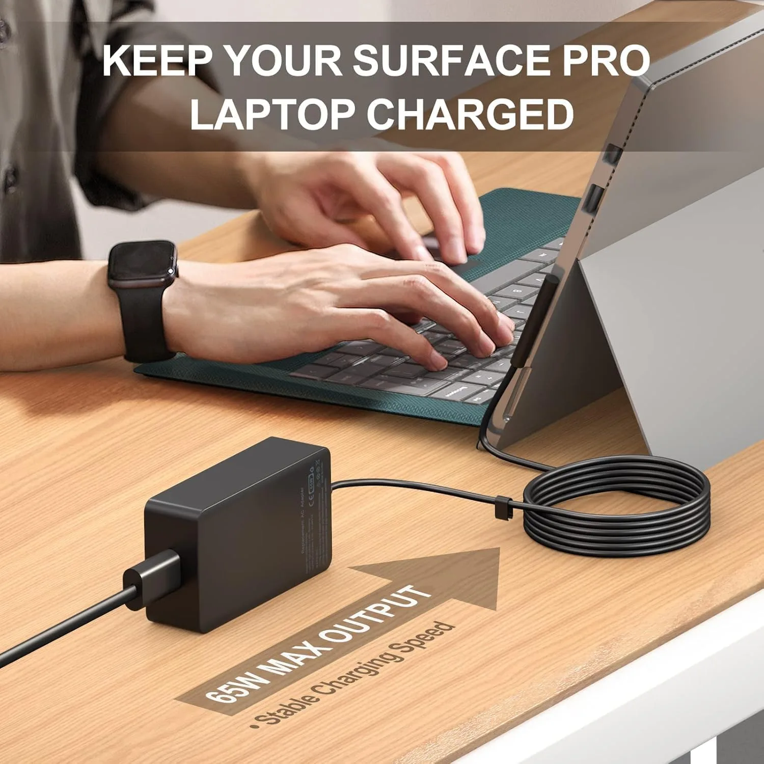 65W Surface Pro Laptop Charger for Microsoft Surface Pro 11,10, 9, 8, 7+, 7, 6, 5 Surface Laptop 5 Studio 4 Go 3 2, Surface Book 3 2 1, Surface Go Tablet, Support 36W, 44W