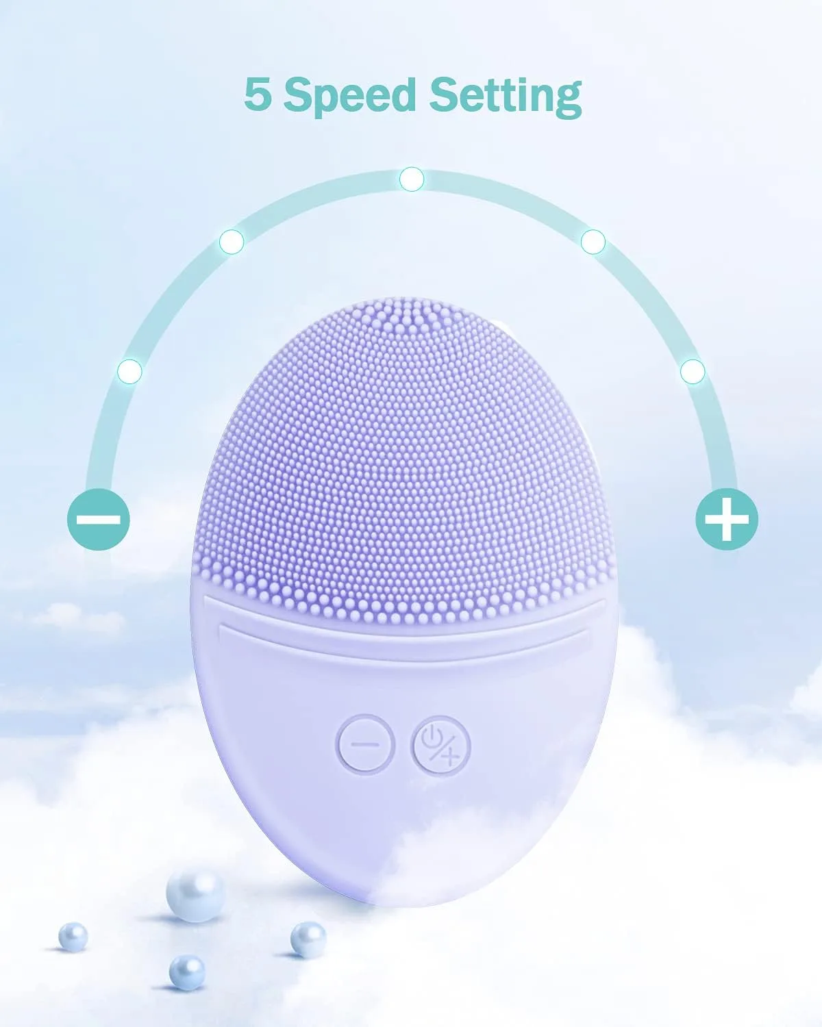 EZBASICS Silicone Facial Cleansing Brush, IPX7 Waterproof, Violet