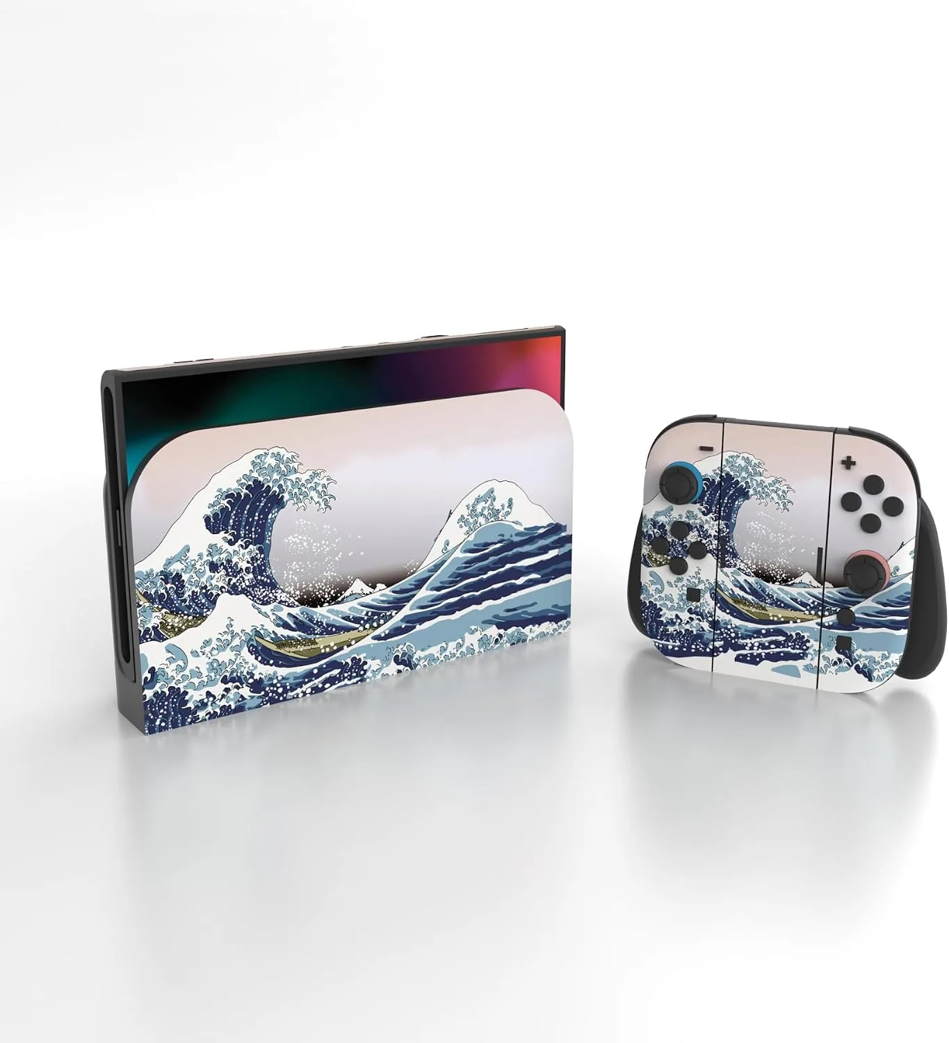 PlayVital for Nintendo Switch 2 Skin Full Set (2-Pack) - Protective Vinyl Decal Stickers for Switch 2 Console, Joycons, Handle Grips & Dock | No Residue, Anti-Scratch - The Great Wave