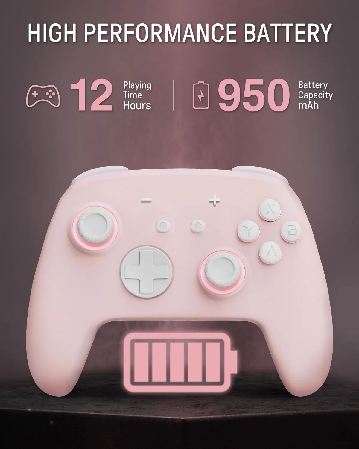 Cute Switch Pro Controller Wireless Compatible with Nintendo Switch 2/OLED/Lite, Grily Hall Effect Controller, Firefly Bluetooth Remote Gamepad Controles Pink with 7 LED Colors/Paddle/Turbo- Cat Paw Pattern