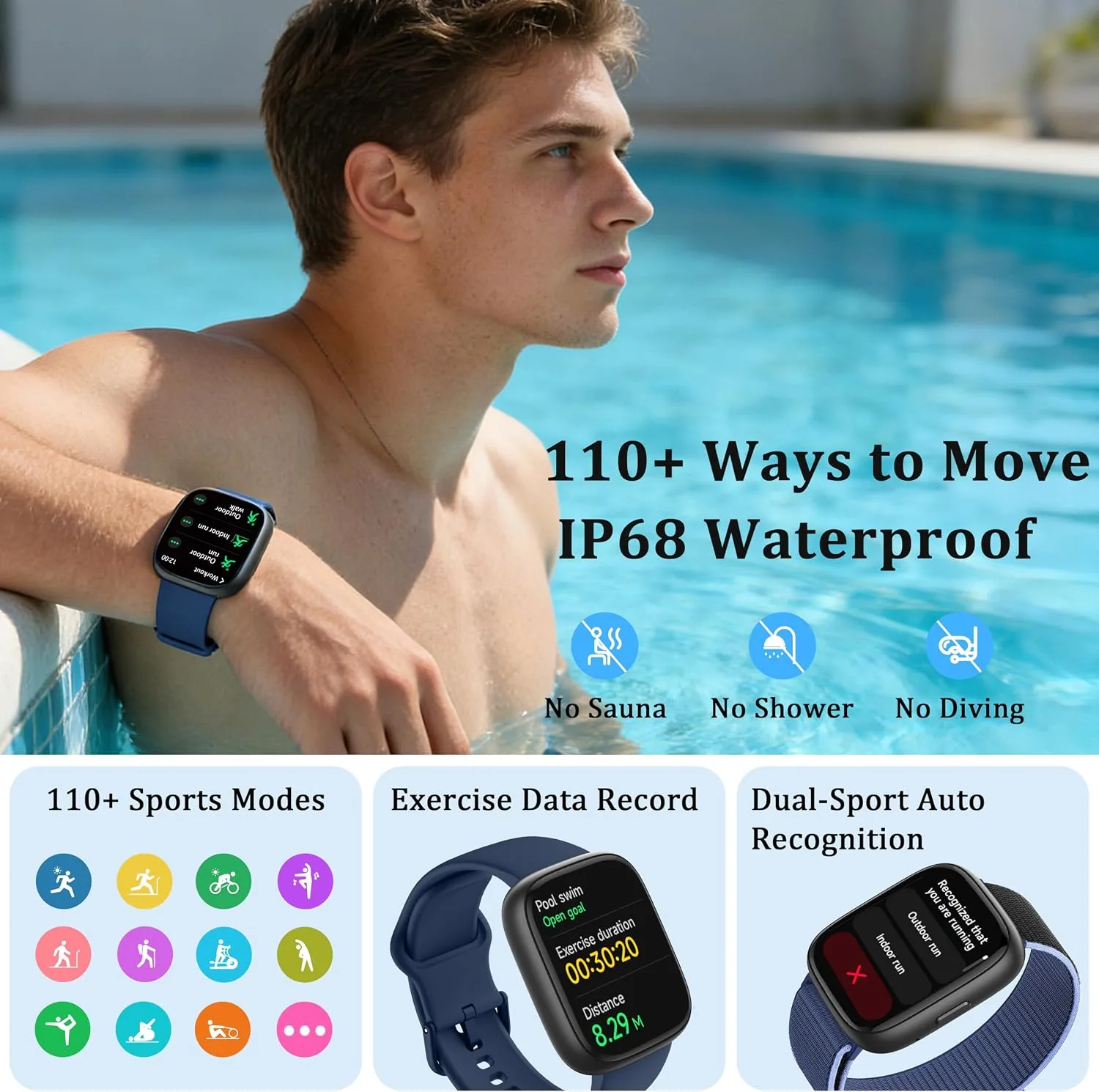 Smart Watch for Women Men, 2026 Upgrade Smartwatch [2 Bands, 44mm case], 1.83" Fitness Tracker Watch Alexa Built-in, Make/Answer Call, HR Sleep Stress Monitor, IP68 Waterproof Step Counter Watch