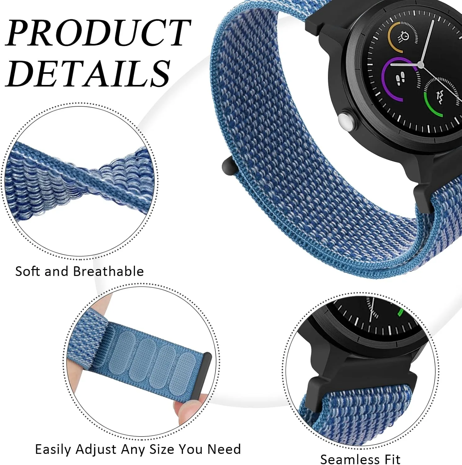 Amzpas Nylon Bands Compatible with COROS PACE 4 / PACE 3 / Pro/APEX 2 Pro/APEX Pro/APEX 46mm Men Women, 22mm Soft Sport Replacement Strap for Coros Pace 4/3 Watch