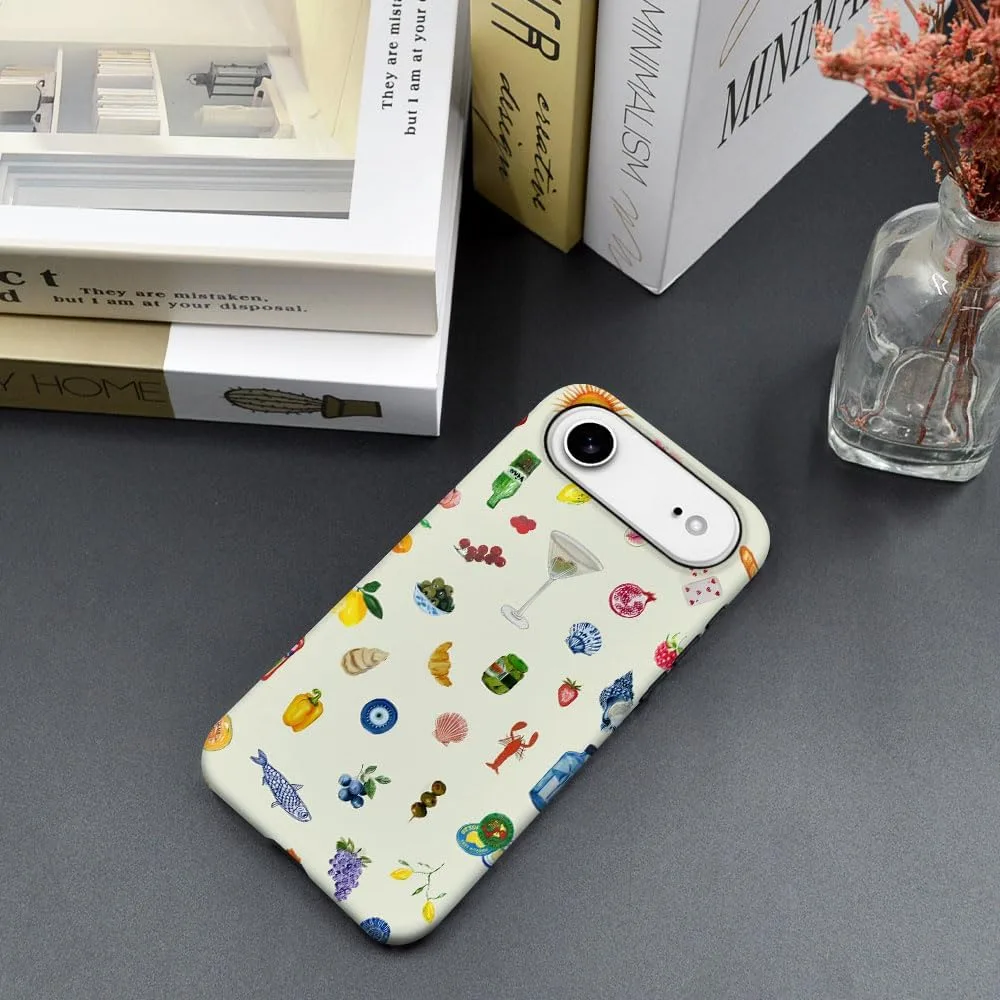 Case Compatible with iPhone 17 Air,Fall Prevention Hybrid 2-Layer Hard Shell Phone Cover for Girls Boys,Aesthetic Fruit Lily Flower Fish