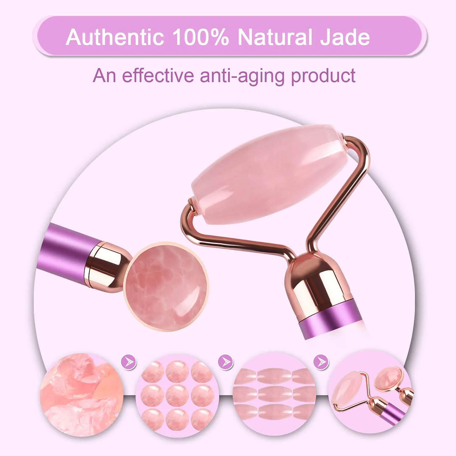 Upgrade 2 in 1 Vibrating Face Roller, Electric Jade Facial Massager Set