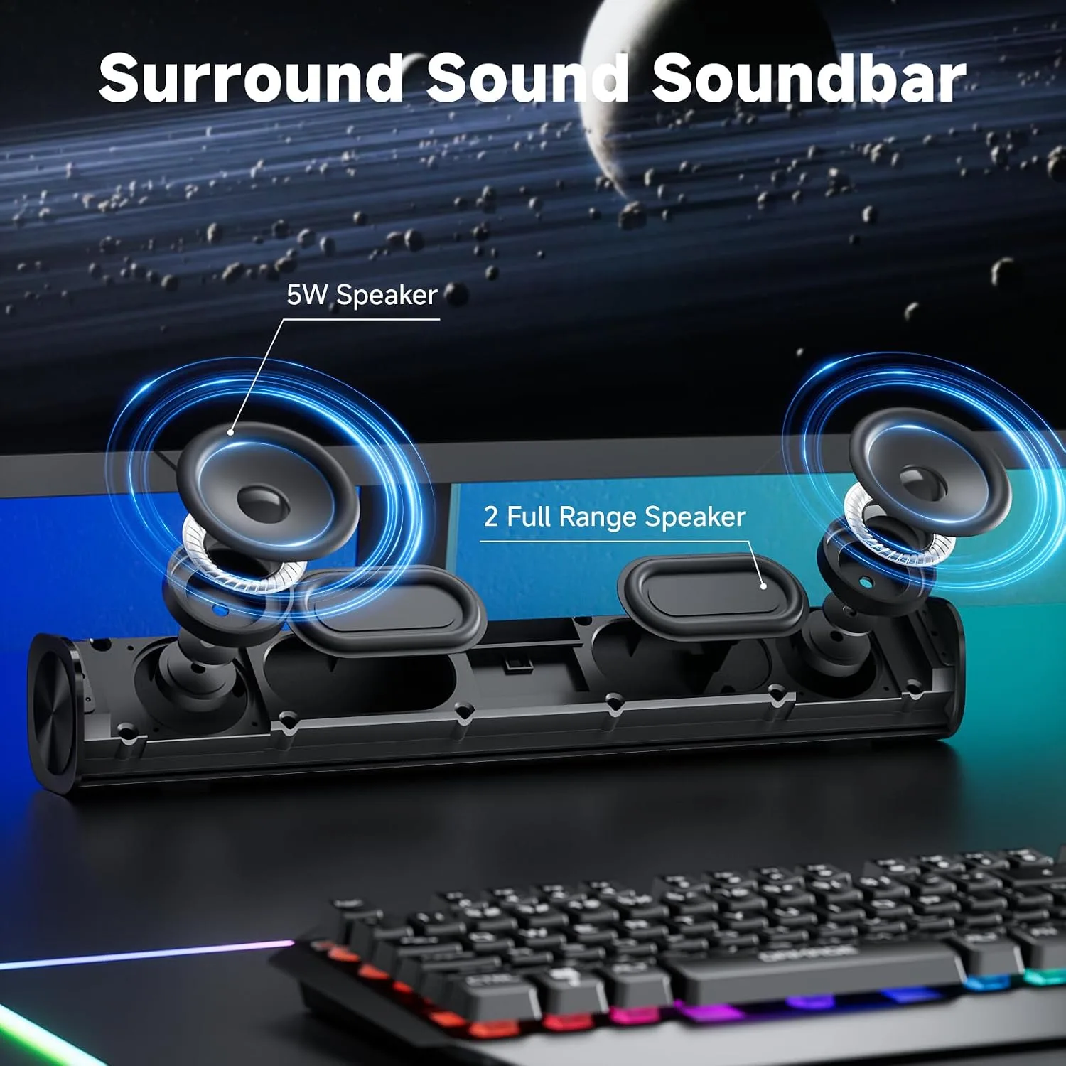 SOULION Bluetooth Computer Speakers for Desktop PC, USB Plug & Play