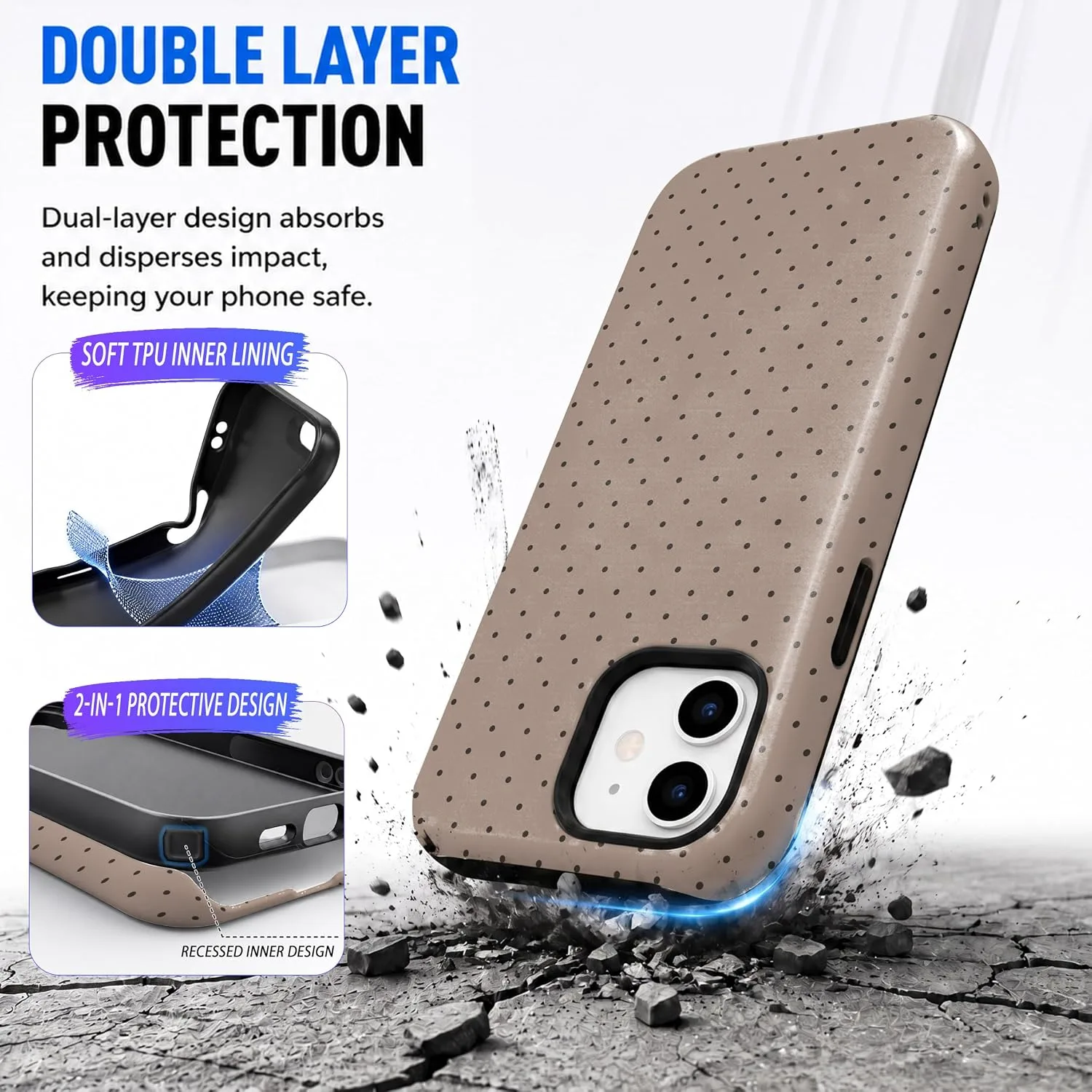 Magnetic for iPhone 11 Phone Case, Cute Brown & White Polka Dot