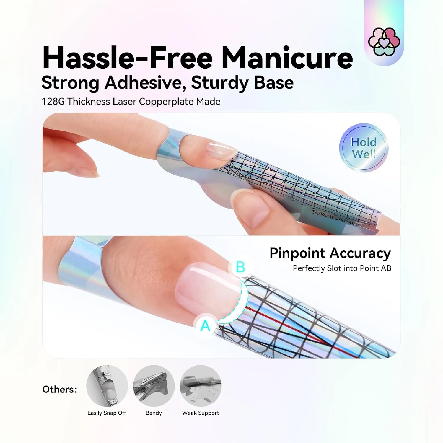 SAVILAND Reusable Long Length Nail Forms for Acrylic Nails Builder Nail Gel