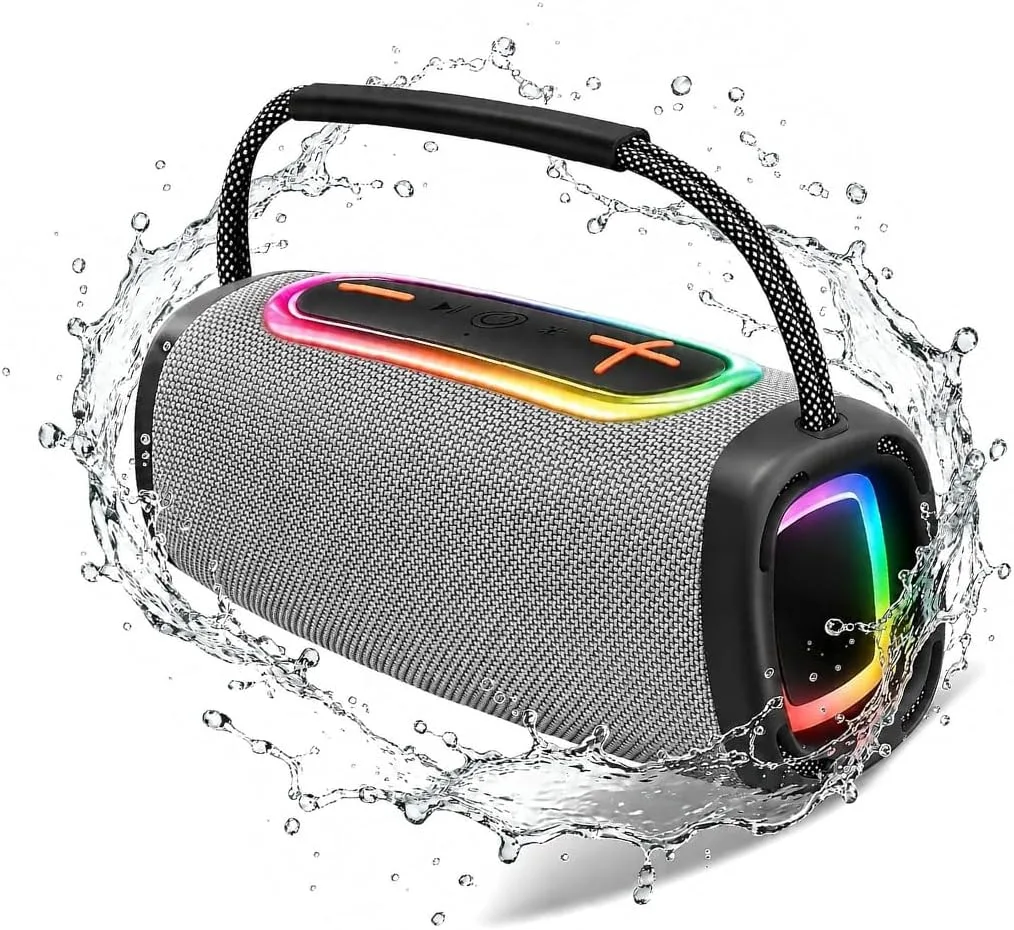 Donerton 2026 Outdoor Bluetooth BT5.4 Speaker: 75W Loud Sound, IPX7 Waterproof with 40H Playtime, Bass, TWS, 6000mAh Portable Wireless Speakers with RBG Light Show for House, Party, Projector, Beach