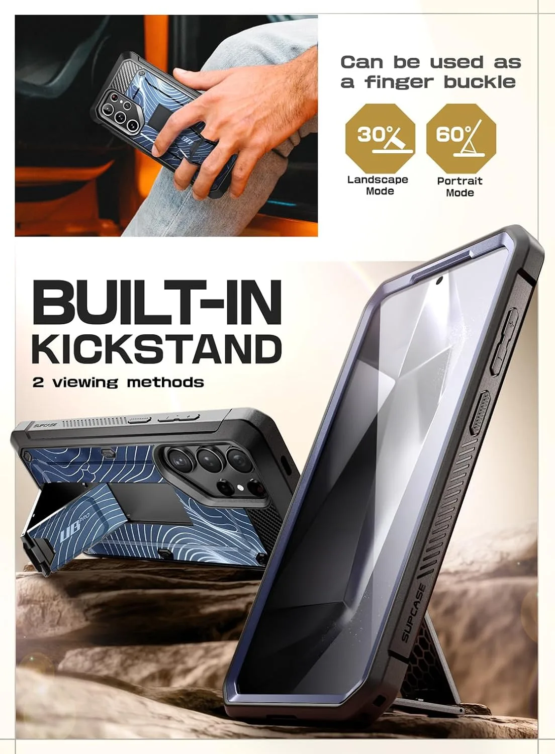SUPCASE for Galaxy S24 Ultra Case with Built-in Screen Protector, BlueWave
