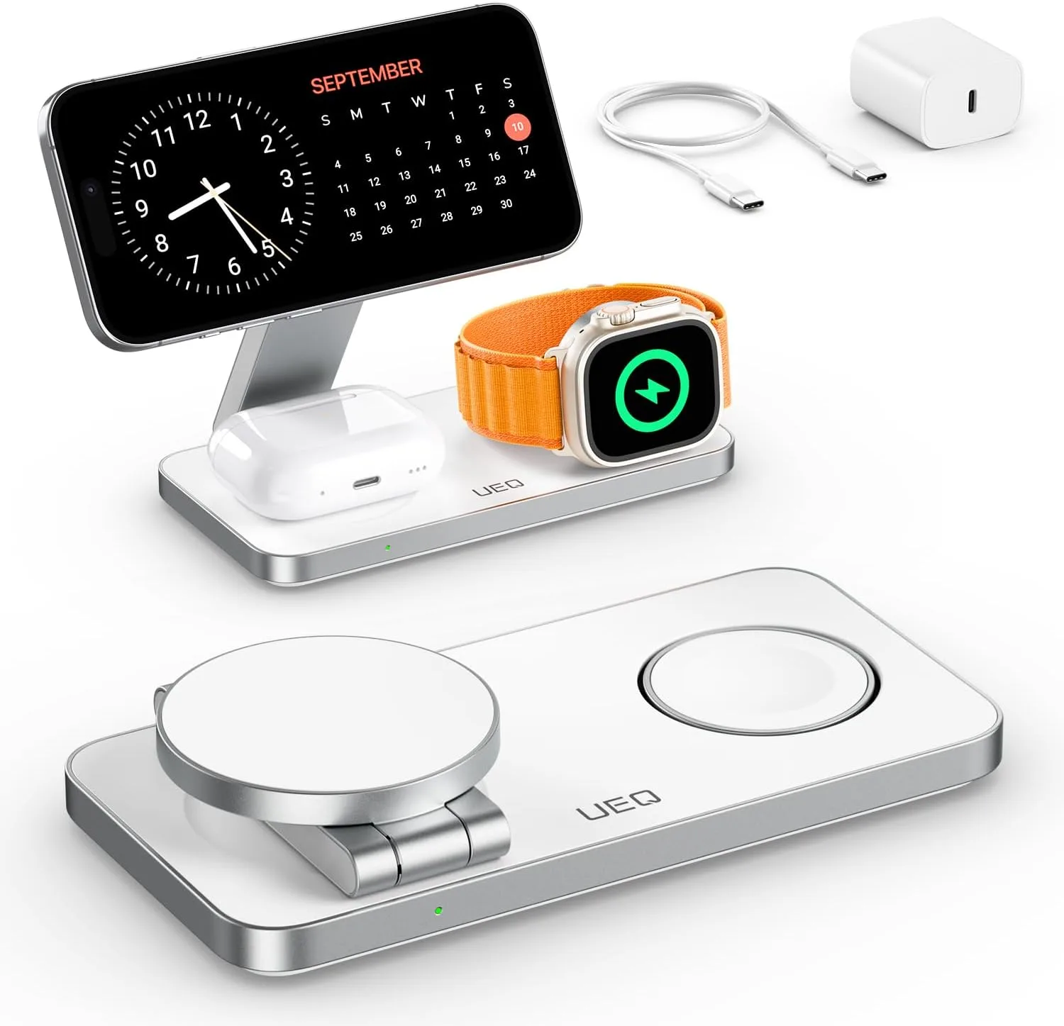 Estación de carga inalámbrica 3 en 1 UEQ Foldable compatible con MagSafe Blanco