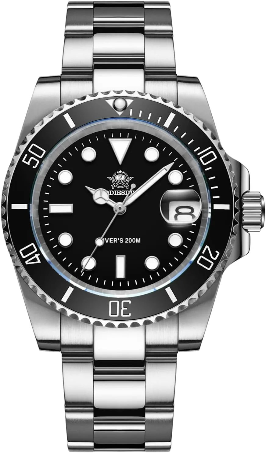 ADDIESDIVE 41 MM Mens Dive Watch Quartz Movement Watches for Men Easy to Read Dial 200 M Waterproof BGW9 Luminous Analog Orange/Red/Green/Black Gradient Dial