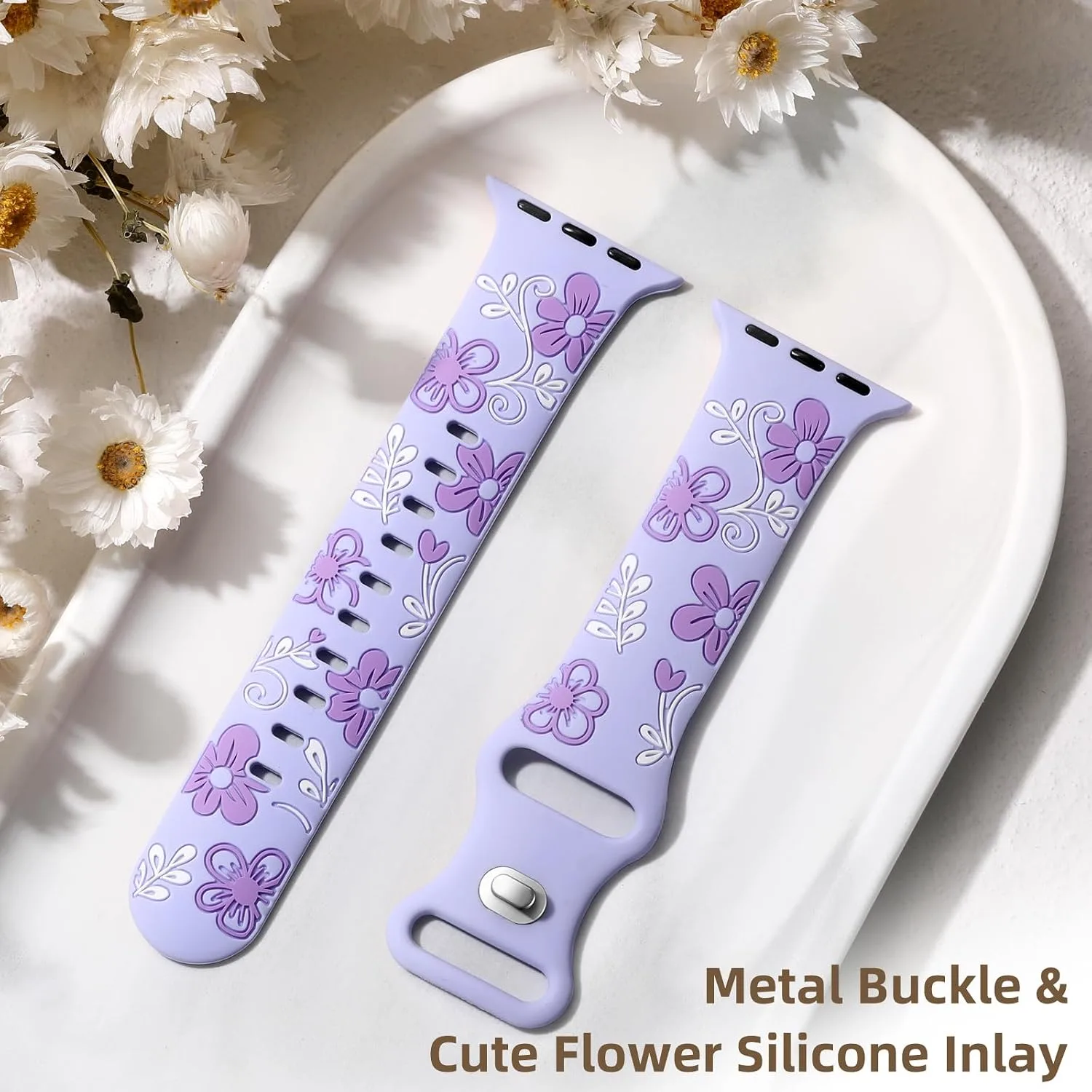 Witzon Floral Silicone Band Compatible with Apple Watch Bands For Women