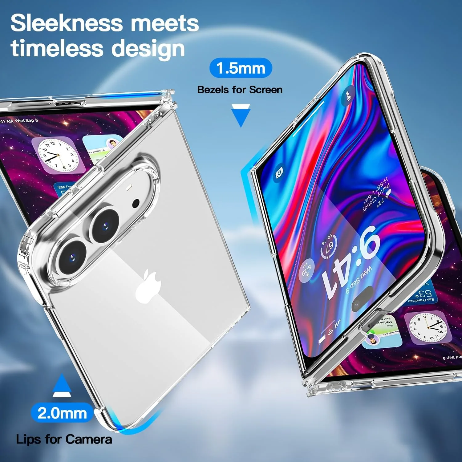 AICase for iPhone Duo Case Clear,Compatible with MagSafe Fold Cover