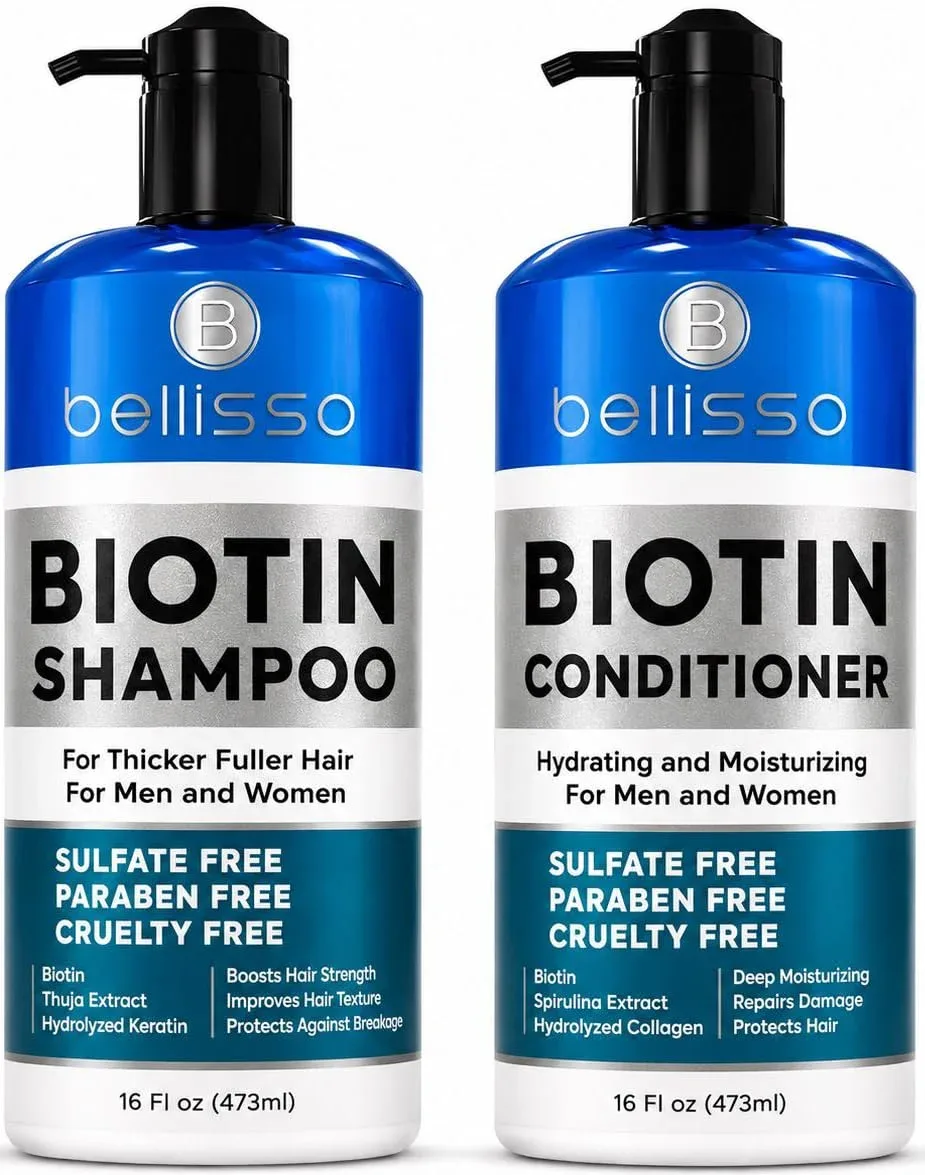 Set de Shampoo y Acondicionador BELLISSO Biotina Libre de Sulfatos y Parabenos