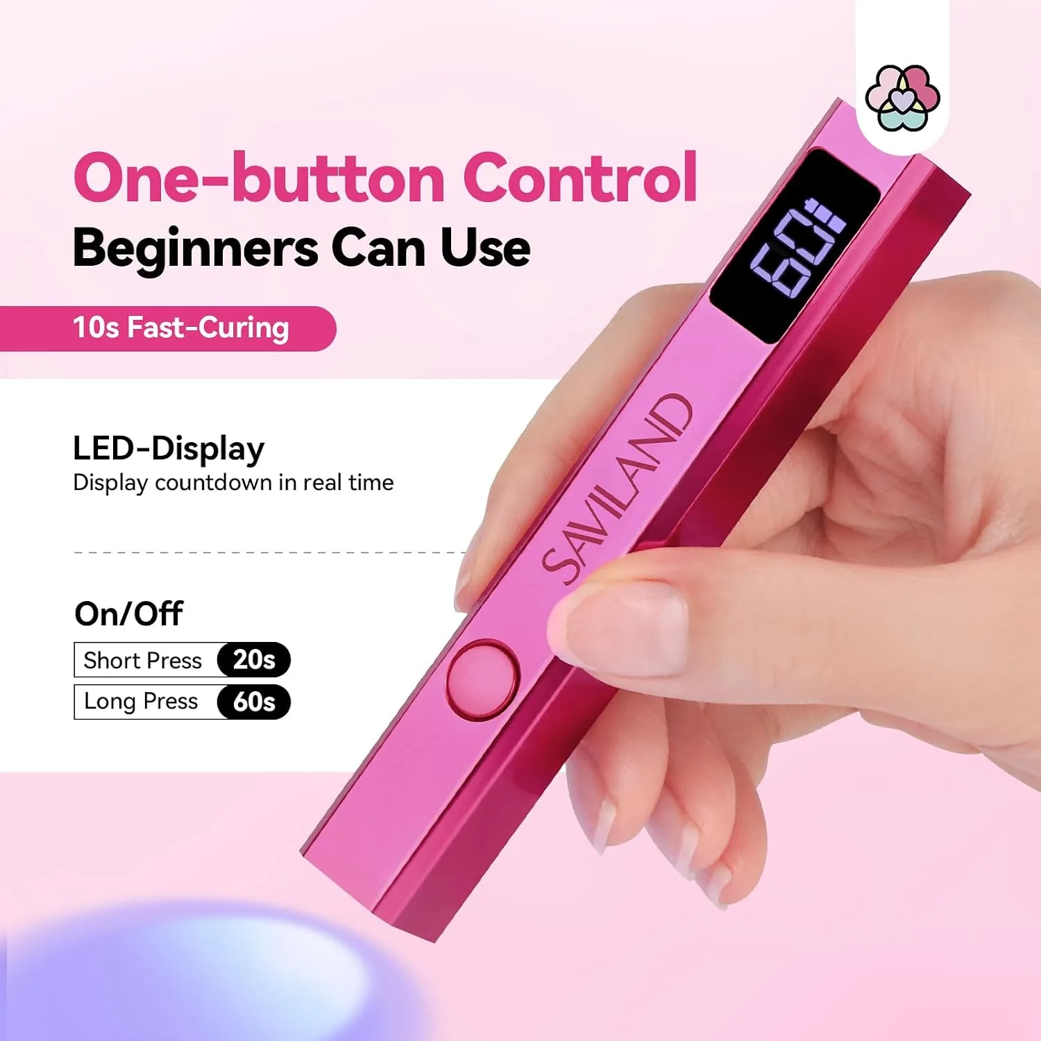 SAVILAND Mini Handheld U V LED Nail Lamp, U V Light for Gel Nails, 12W