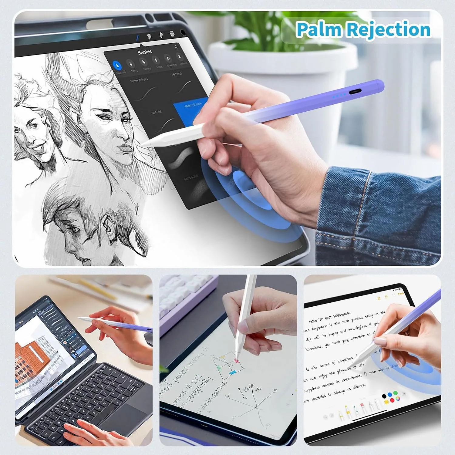 Stylus Pen for iPad 2018-2026, Fast Charge iPad Stylus, Palm Rejection
