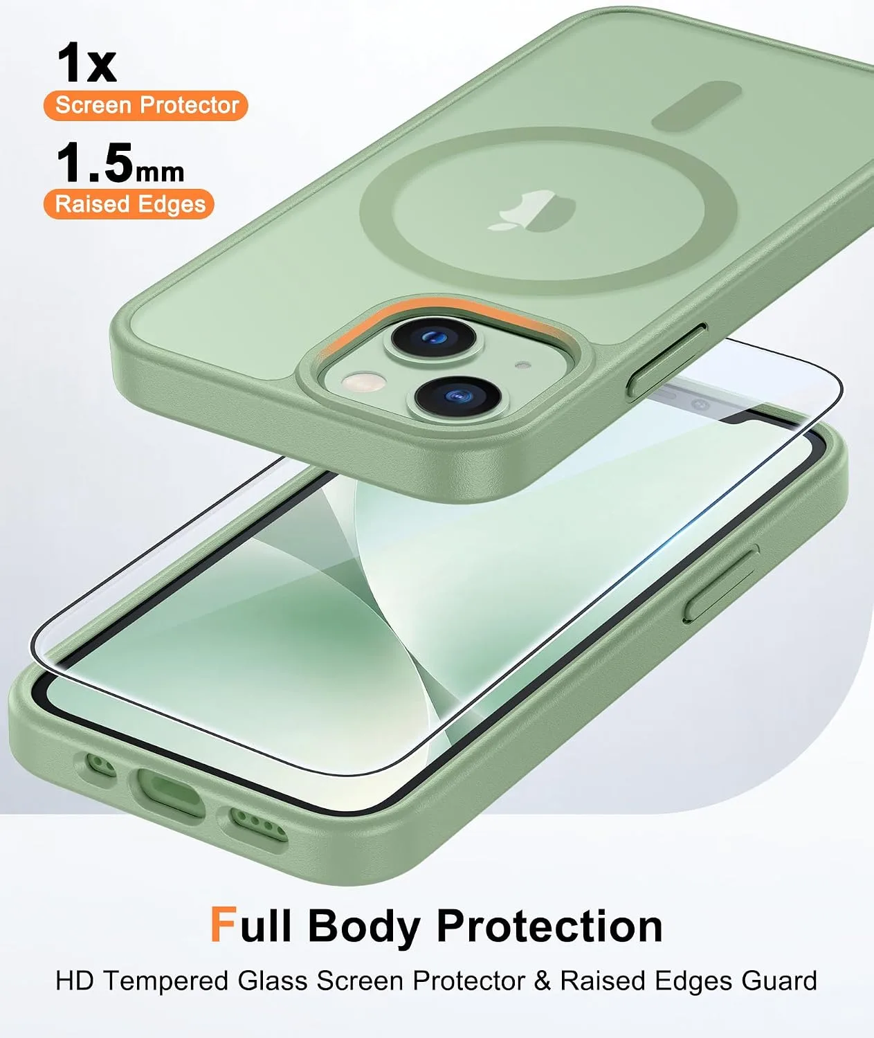 FNTCASE for iPhone 13 Mini/iPhone 12 Mini Case Fit for MagSafe Light Green