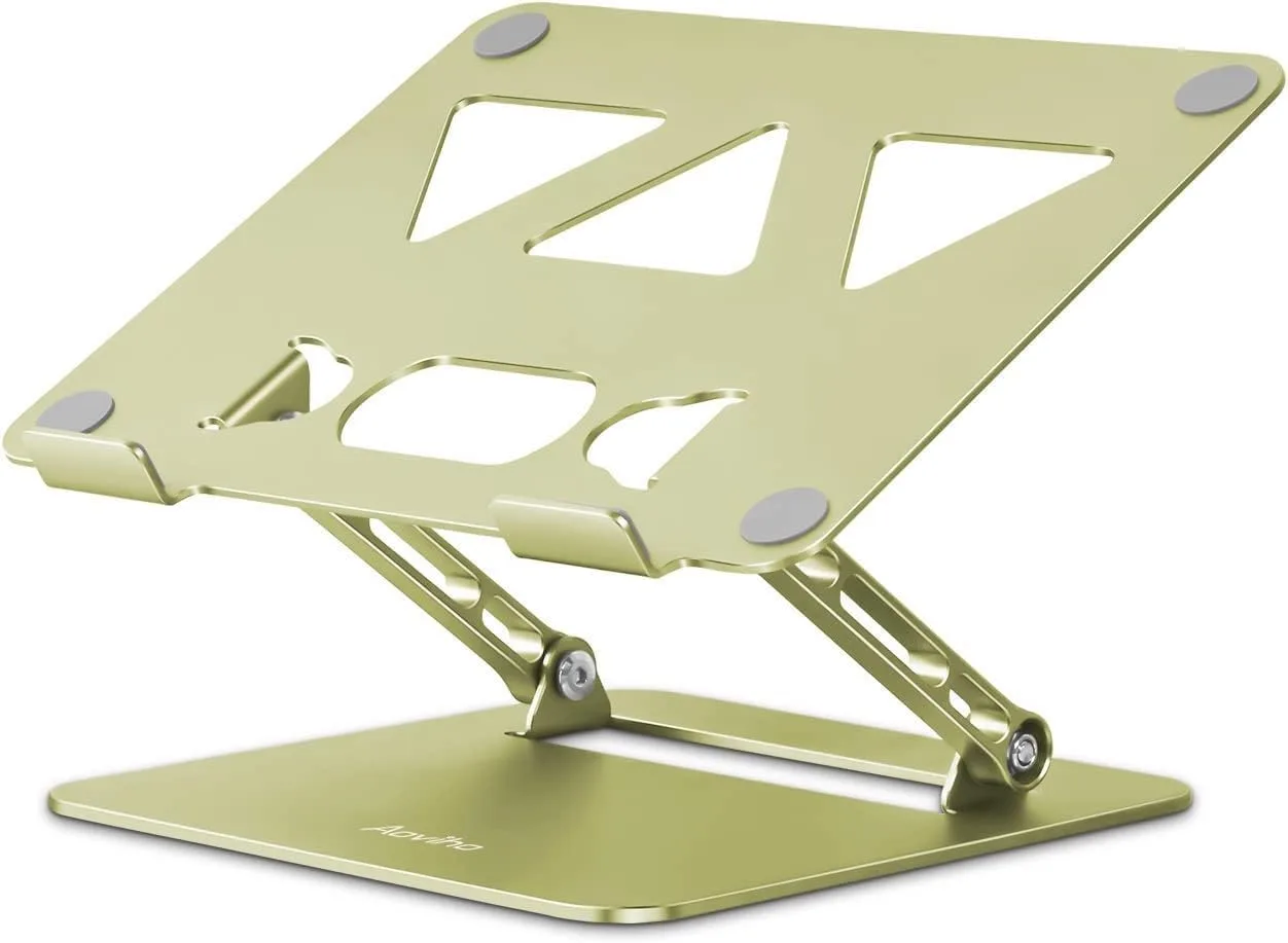 Aoviho Laptop Stand for Desk,Adjustable Laptop Stand Holder and Riser,Foldable Aluminum Notebook Computer Stands for MacBook Air Pro HP Lenovo Dell Samsung Chromebook, 10-15.6 inch,Yellow Green