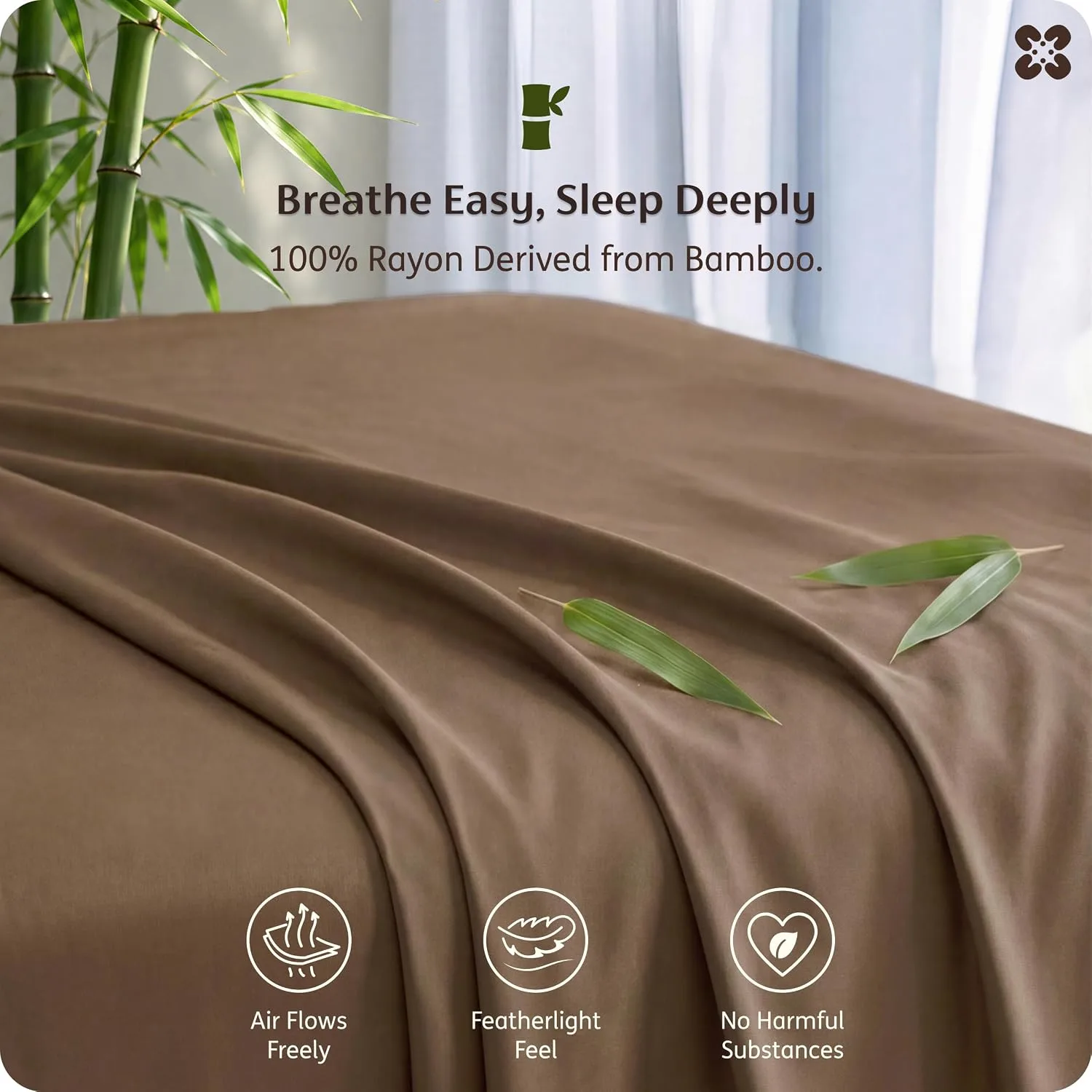 Bedsure PureWoven 100% Rayon Derived from Bamboo, Full Size Sheets, 4 PCS